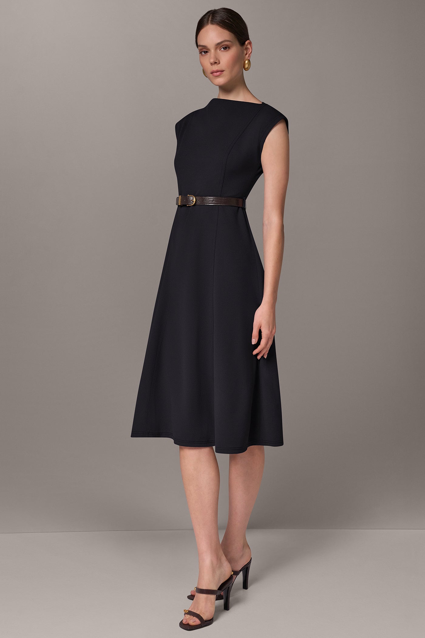 CAP SLEEVE BOATNECK MIDI DRESS VIEW 4