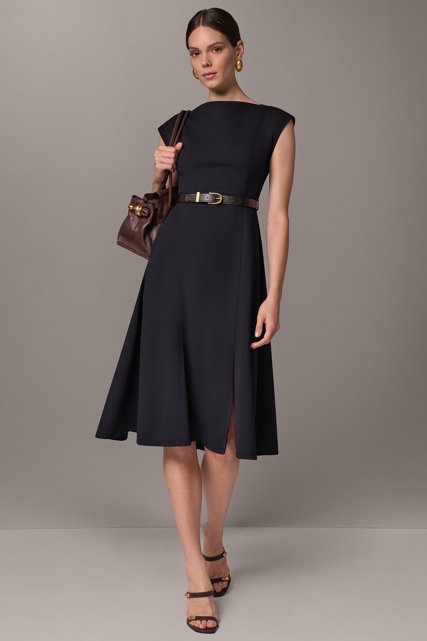 CAP SLEEVE BOATNECK MIDI DRESS VIEW 6