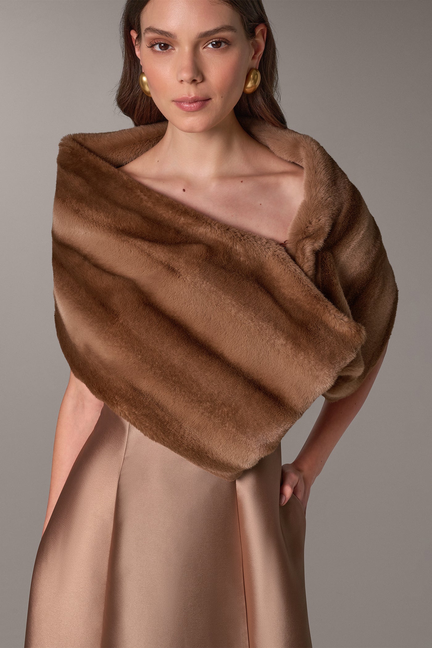ASYMMETRIC FAUX FUR SHRUG VIEW 1