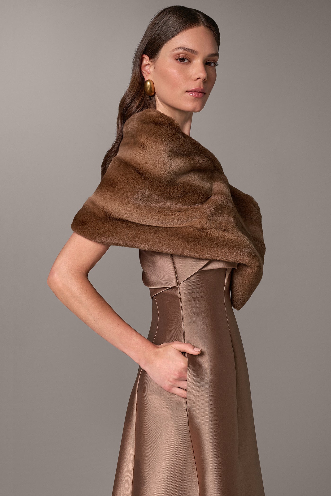 ASYMMETRIC FAUX FUR SHRUG VIEW 3