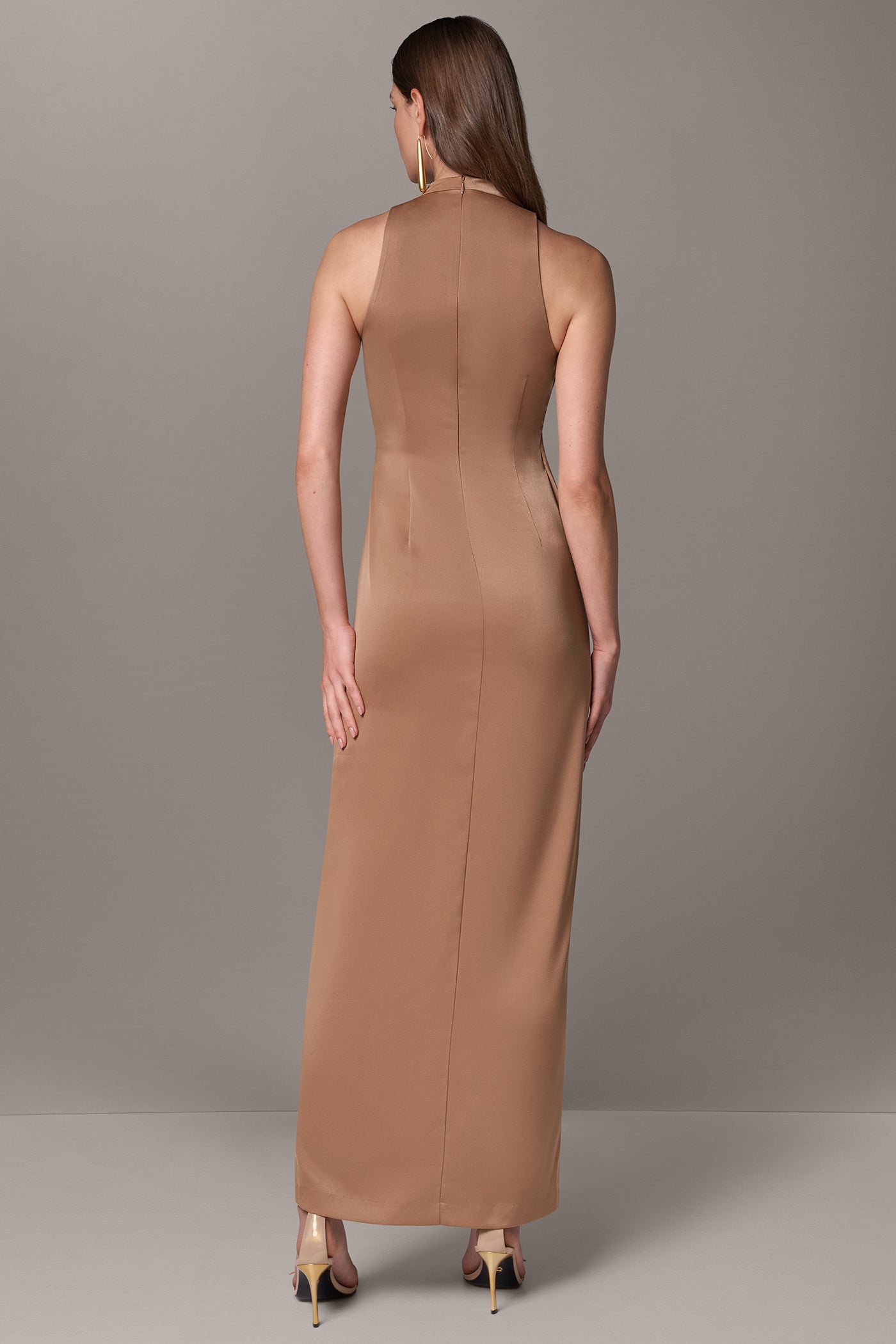 SATIN TWIST FRONT MAXI DRESS VIEW 3