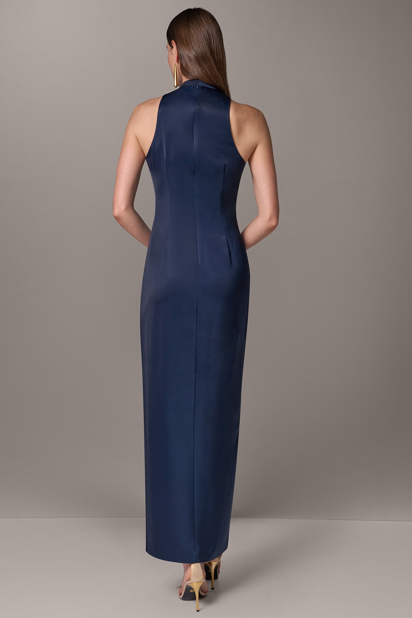 SATIN TWIST FRONT MAXI DRESS VIEW 3