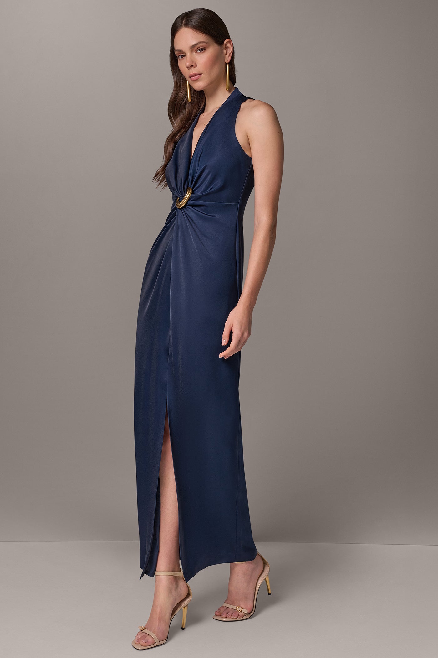 SATIN TWIST FRONT MAXI DRESS VIEW 4