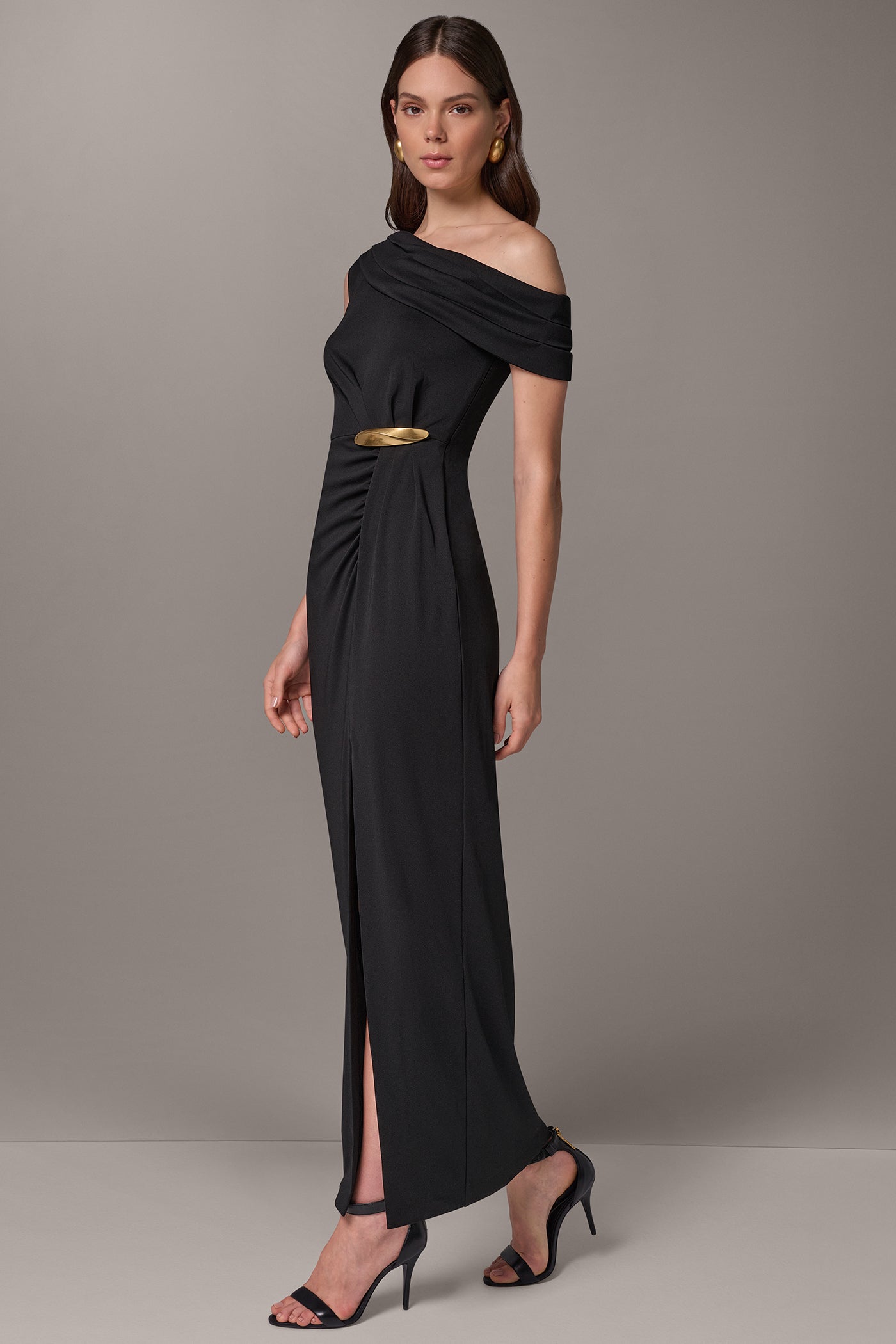 ASYMMETRIC OFF THE SHOULDER MAXI DRESS VIEW 3