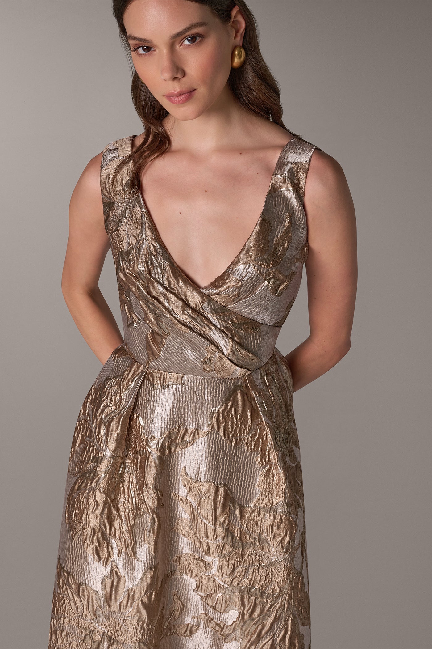 WRAP-EFFECT MIDI HI LOW DRESS (alternate view)