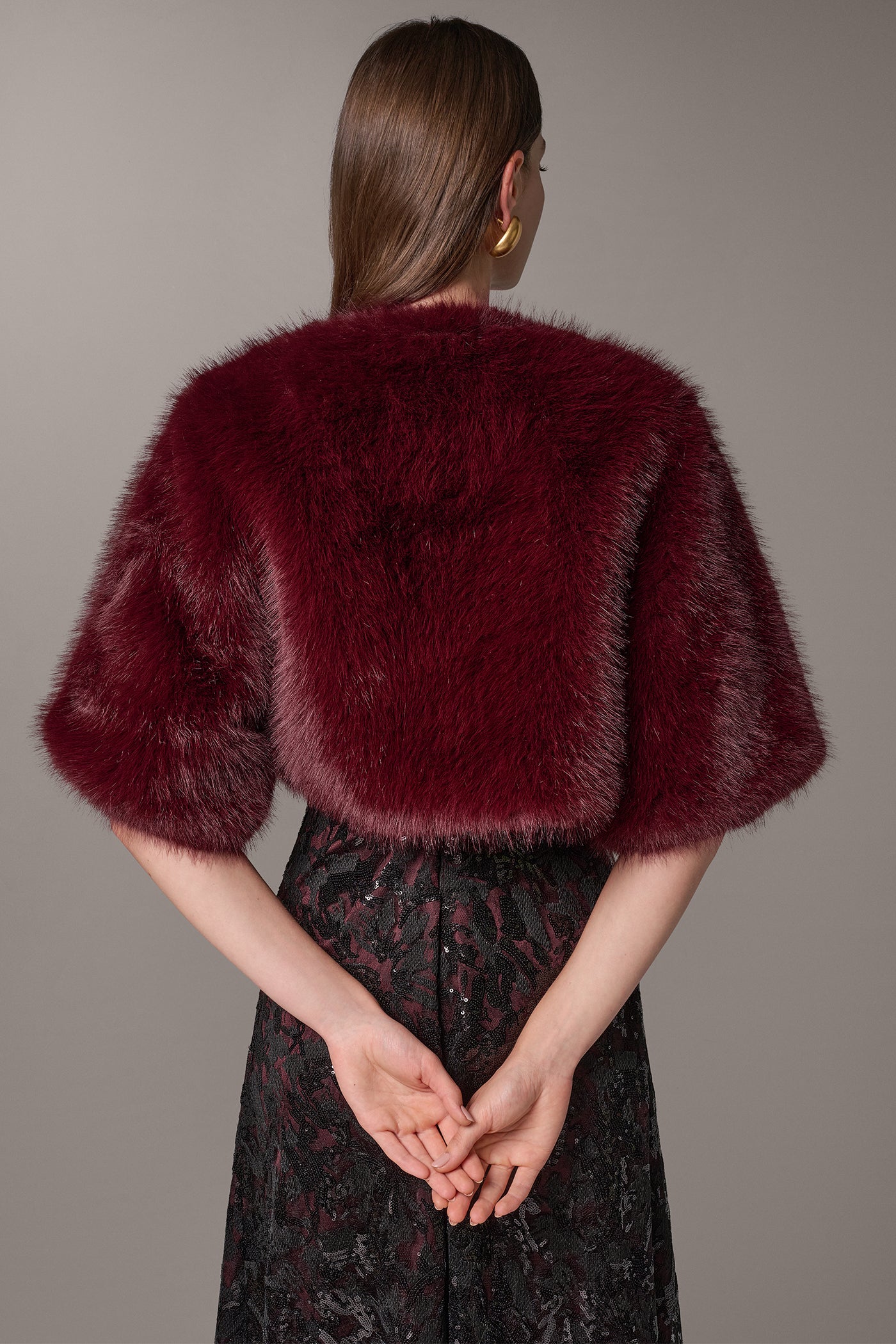 FAUX FUR OPEN FRONT SHRUG VIEW 2