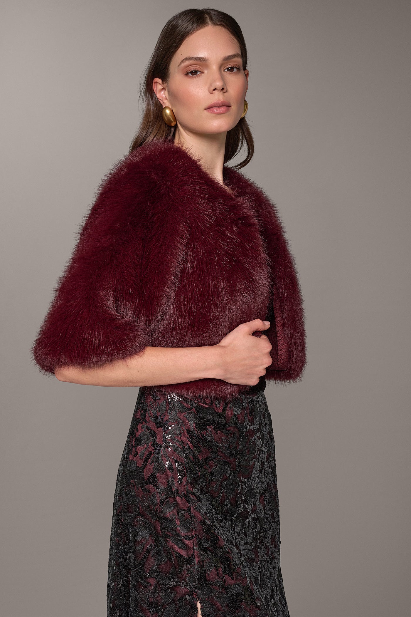 FAUX FUR OPEN FRONT SHRUG VIEW 3