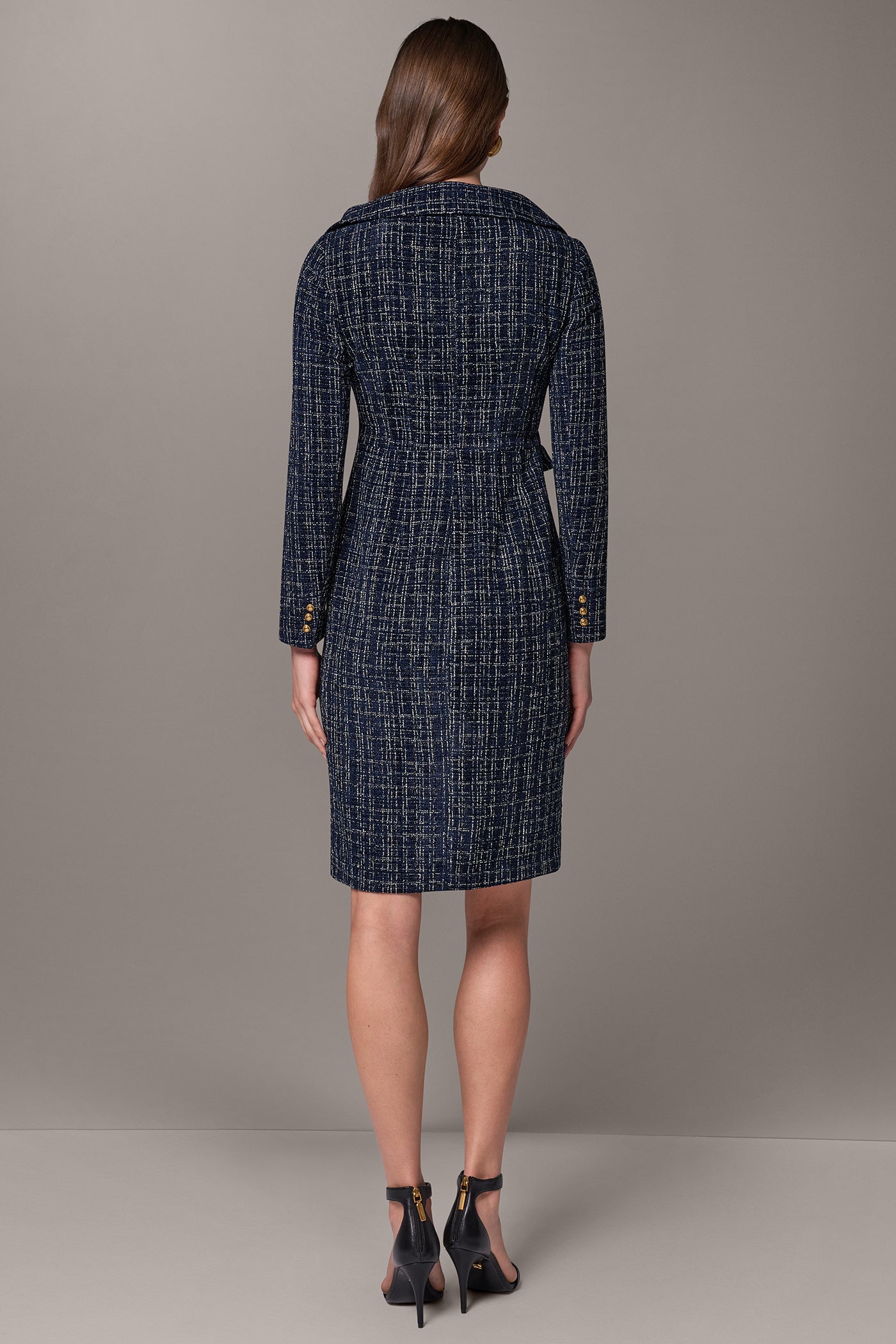 DOUBLE BREASTED TWEED BLAZER DRESS VIEW 3
