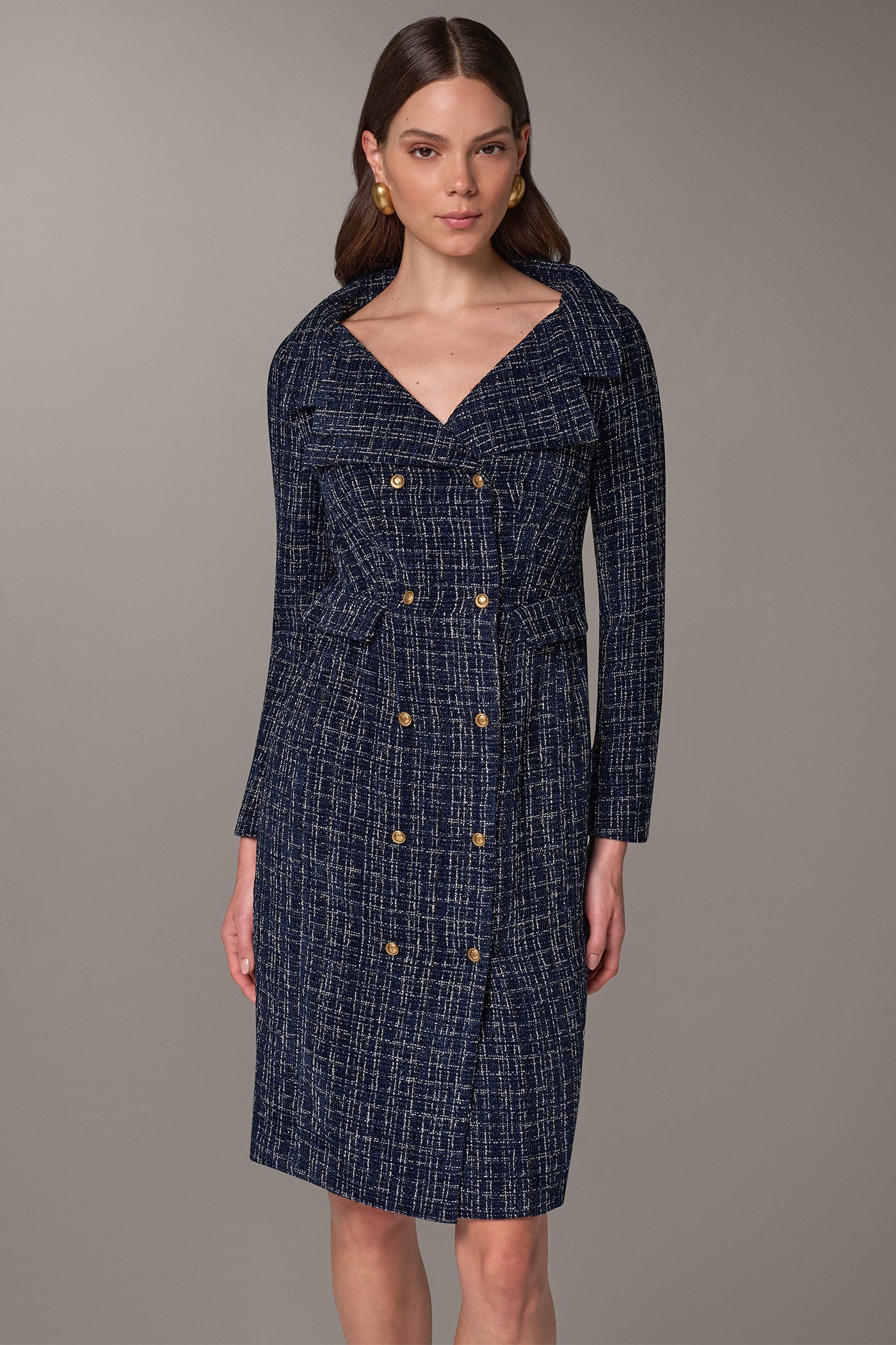 DOUBLE BREASTED TWEED BLAZER DRESS VIEW 7