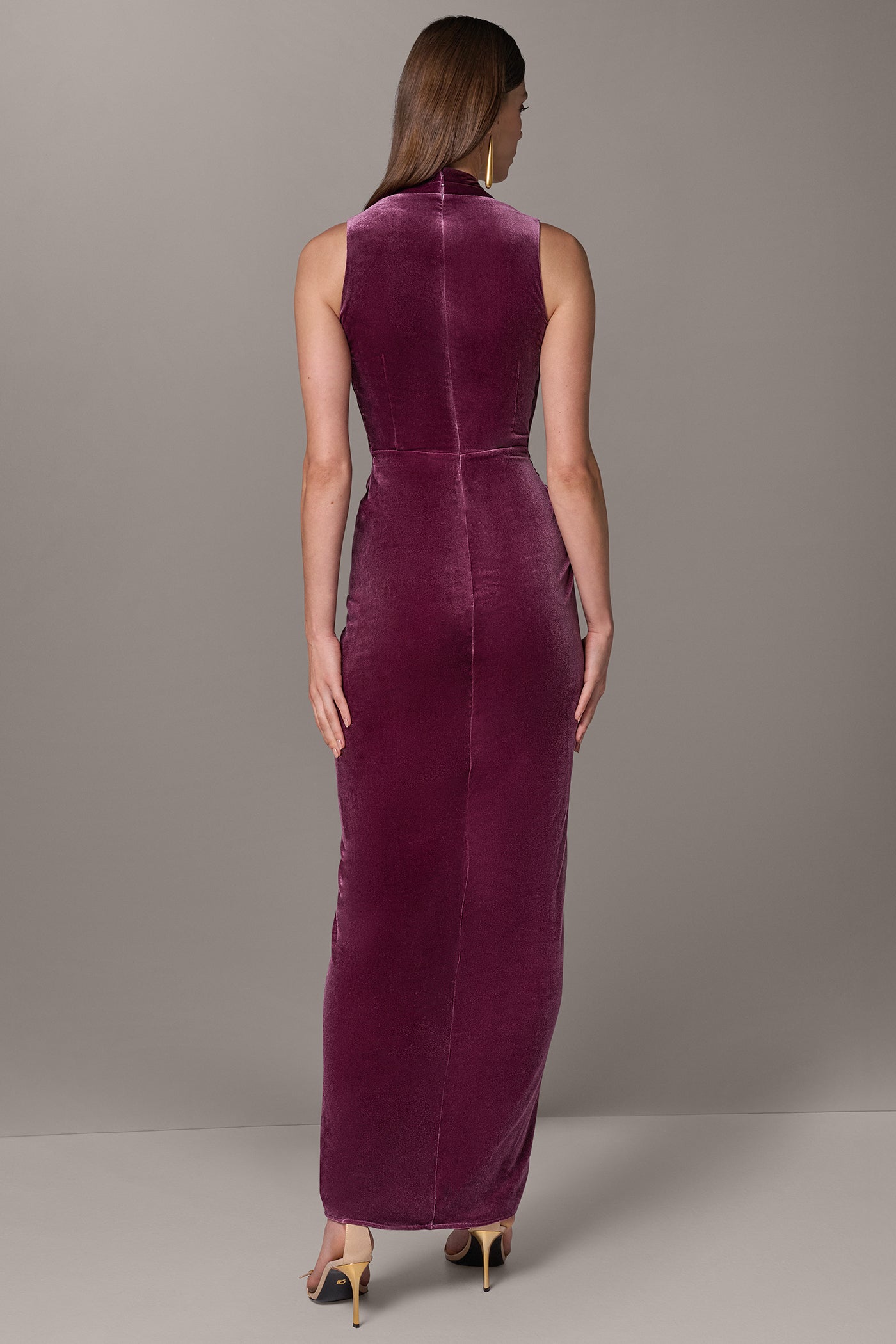 VELVET WRAP EFFECT MAXI DRESS VIEW 3 | New Arrivals
