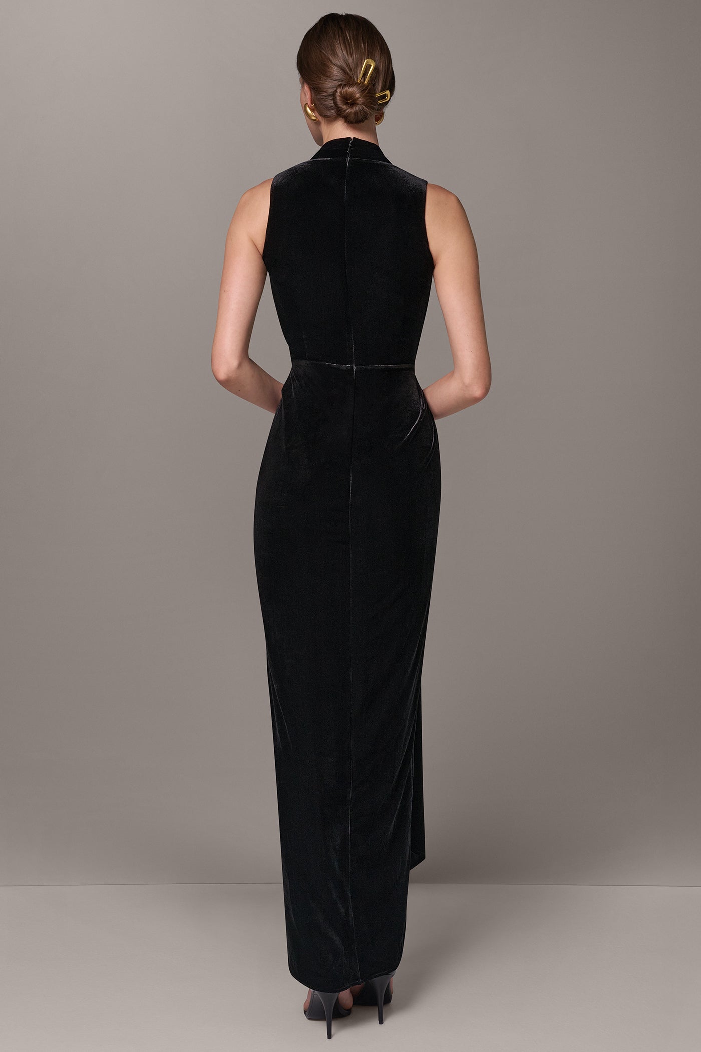 VELVET WRAP EFFECT MAXI DRESS VIEW 3 | Included in discounts