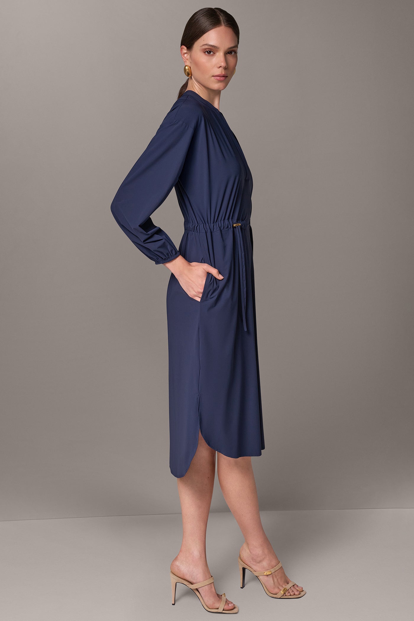 LUXE SPLIT NECK MIDI DRESS VIEW 2