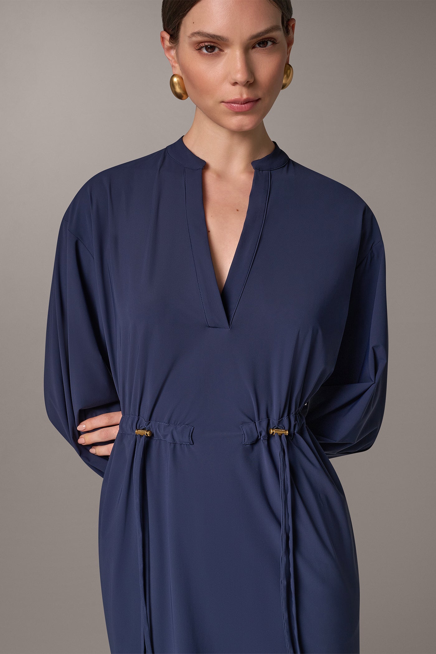 LUXE SPLIT NECK MIDI DRESS VIEW 4