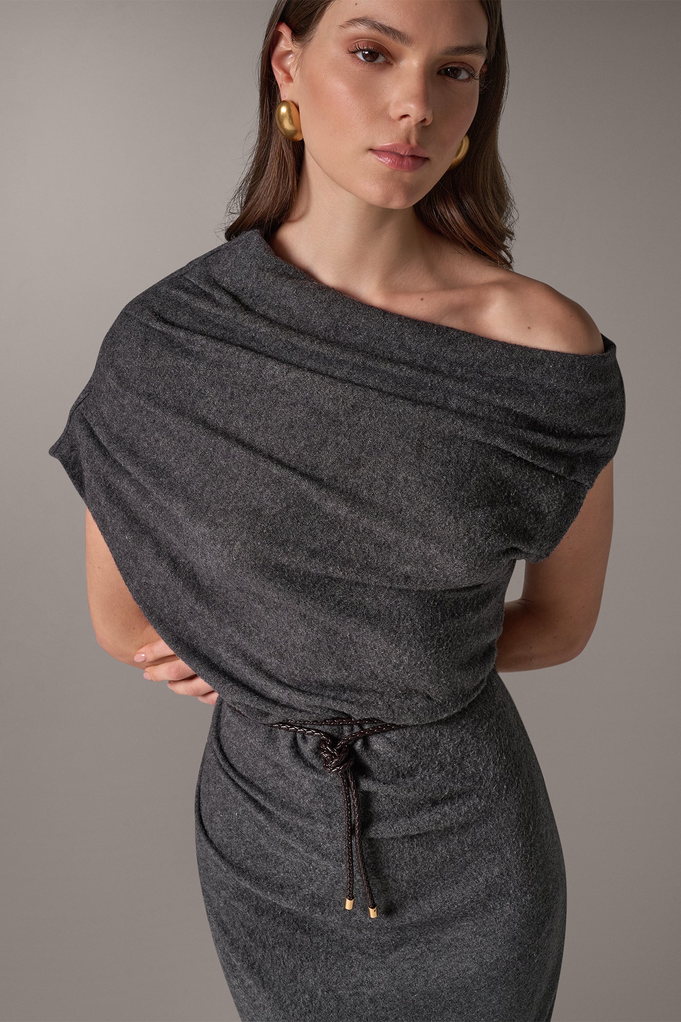 ASYMMETRIC MIDI SWEATER DRESS (alternate view)