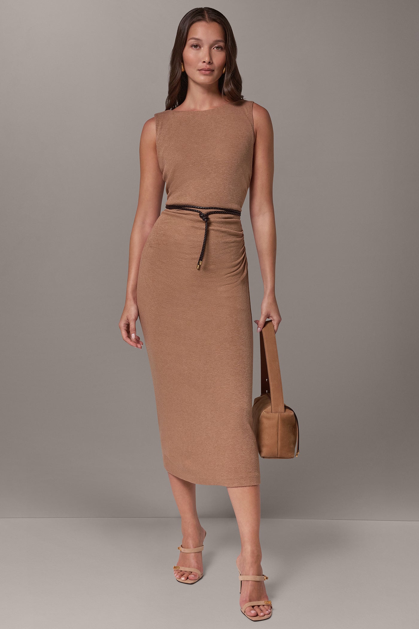 BOATNECK MIDI COLUMN SWEATER DRESS VIEW 1