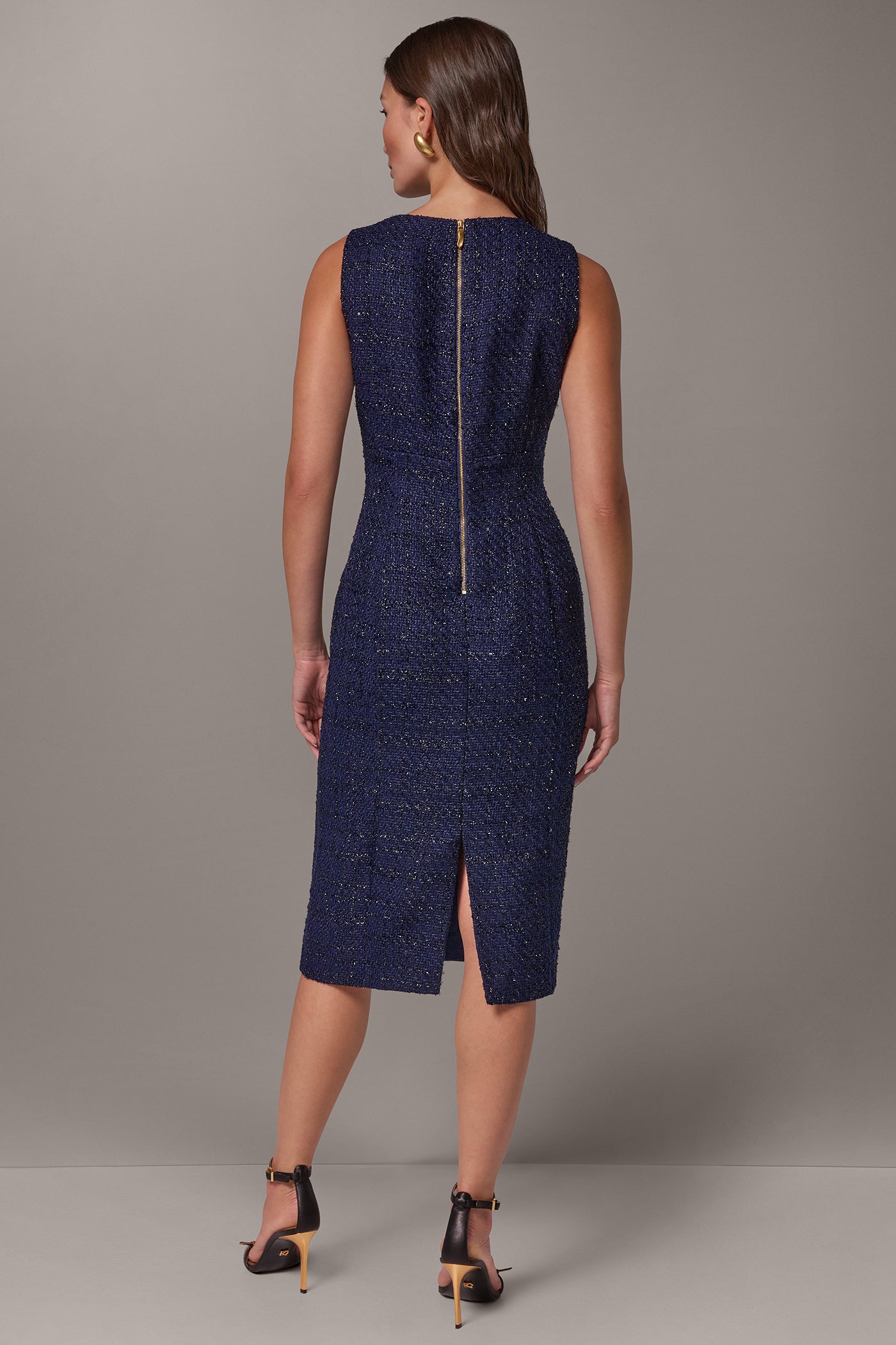 TWEED ASYMMETRIC MIDI SHEATH VIEW 3