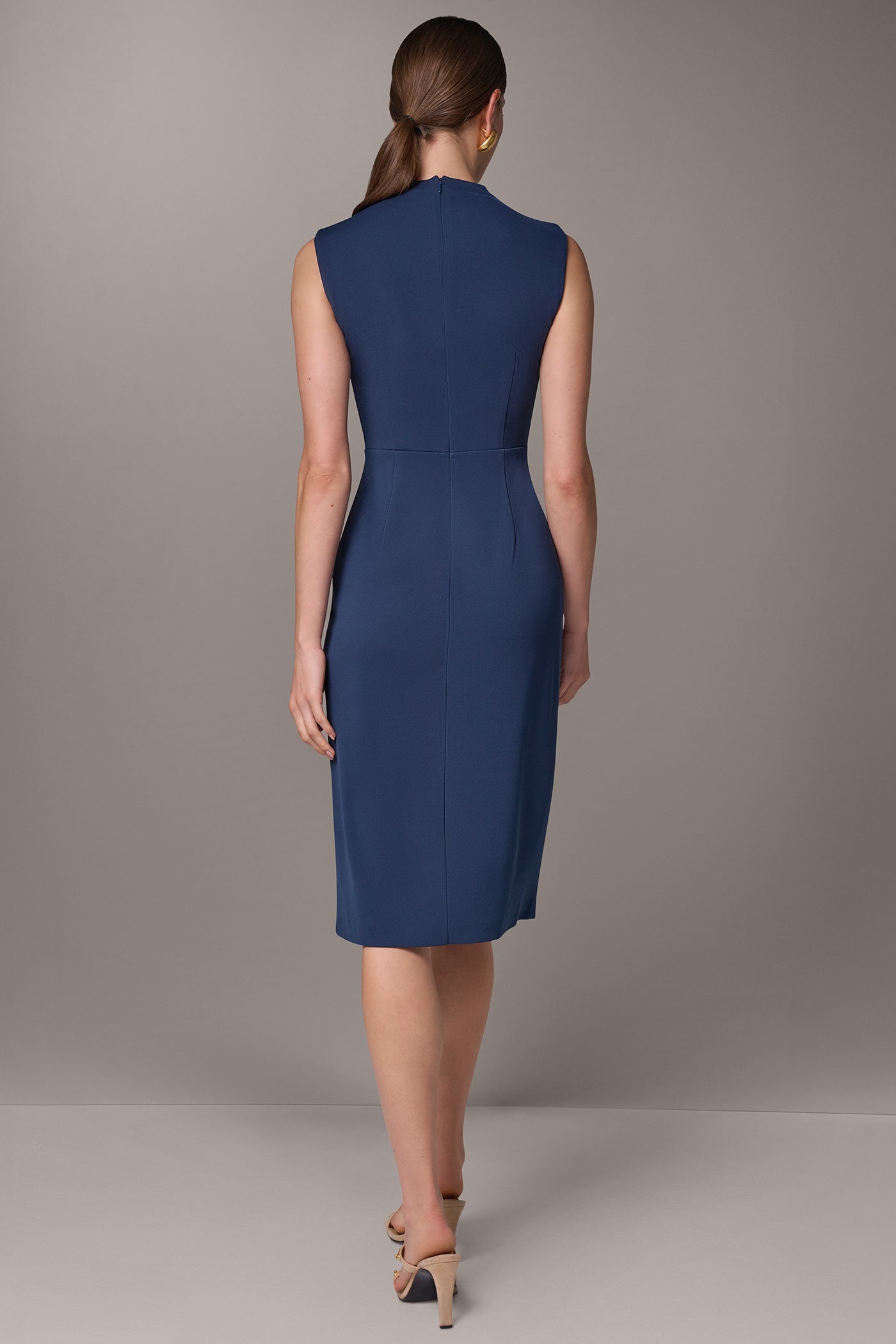 MOCK NECK GATHER WAIST SHEATH VIEW 3 | Clothing