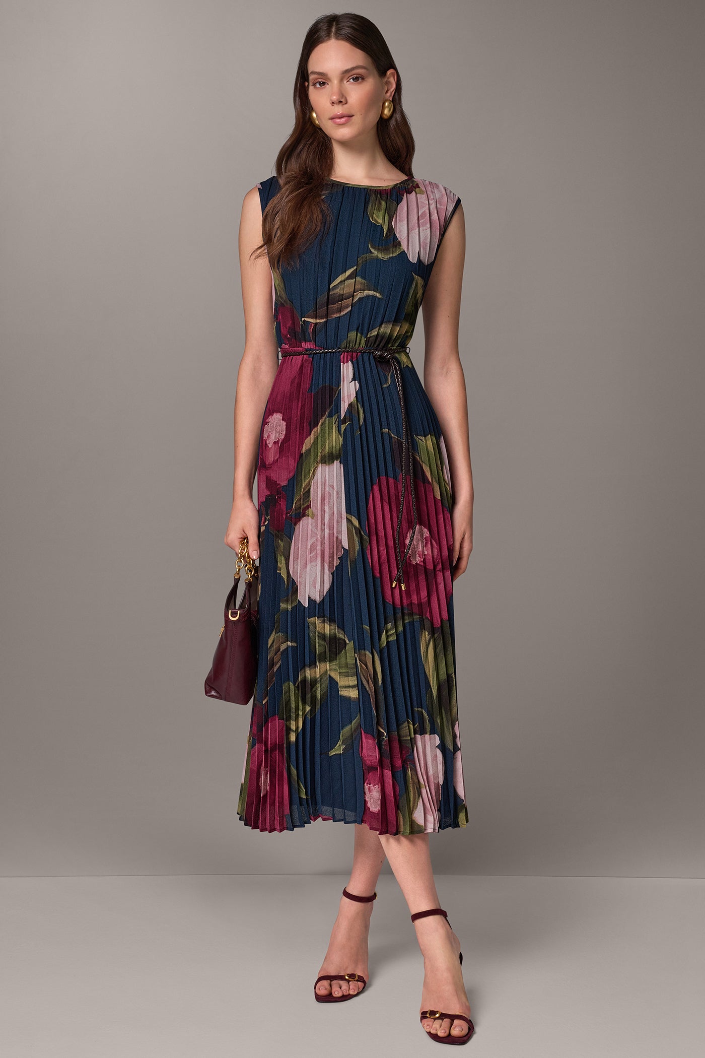 FLORAL CAP SLEEVE MIDI DRESS VIEW 1