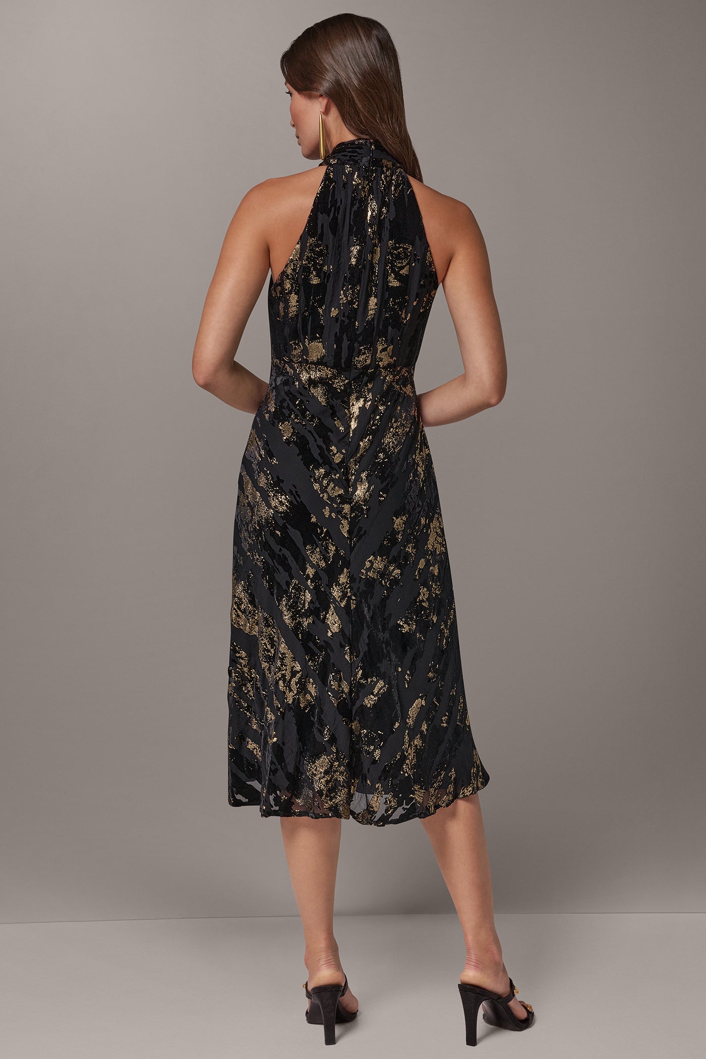 CROSS FRONT HALTER MIDI DRESS VIEW 3