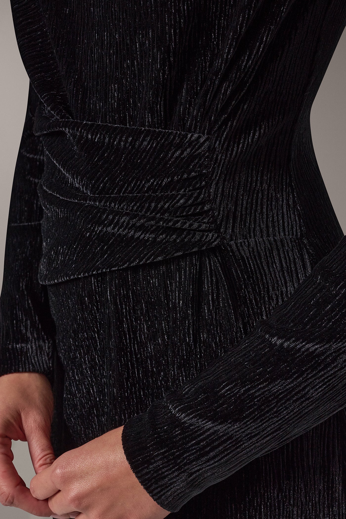 CRINKLE VELVET MIDI A-LINE DRESS VIEW 5
