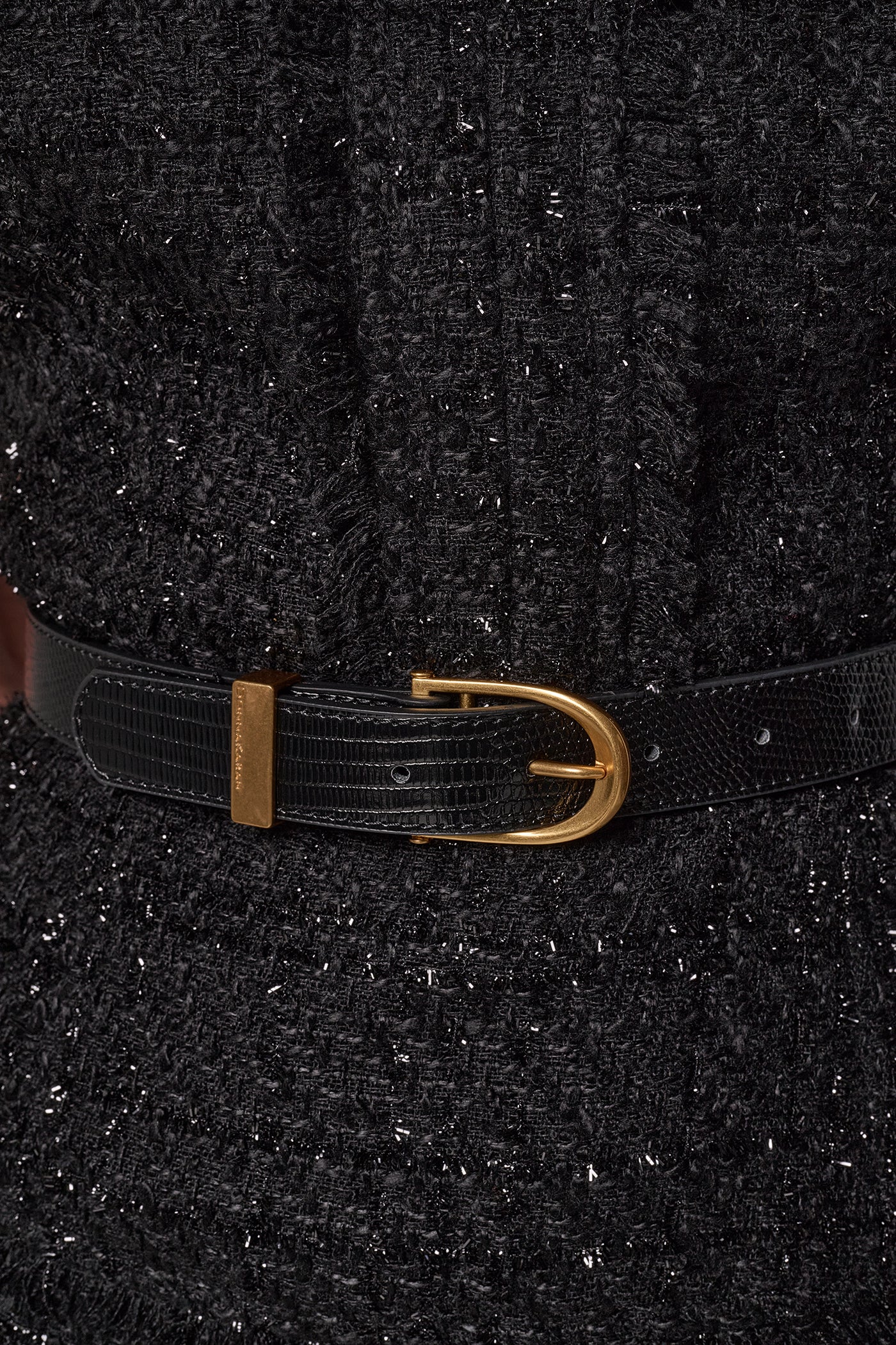 TWEED SPLIT NECK MIDI DRESS VIEW 7