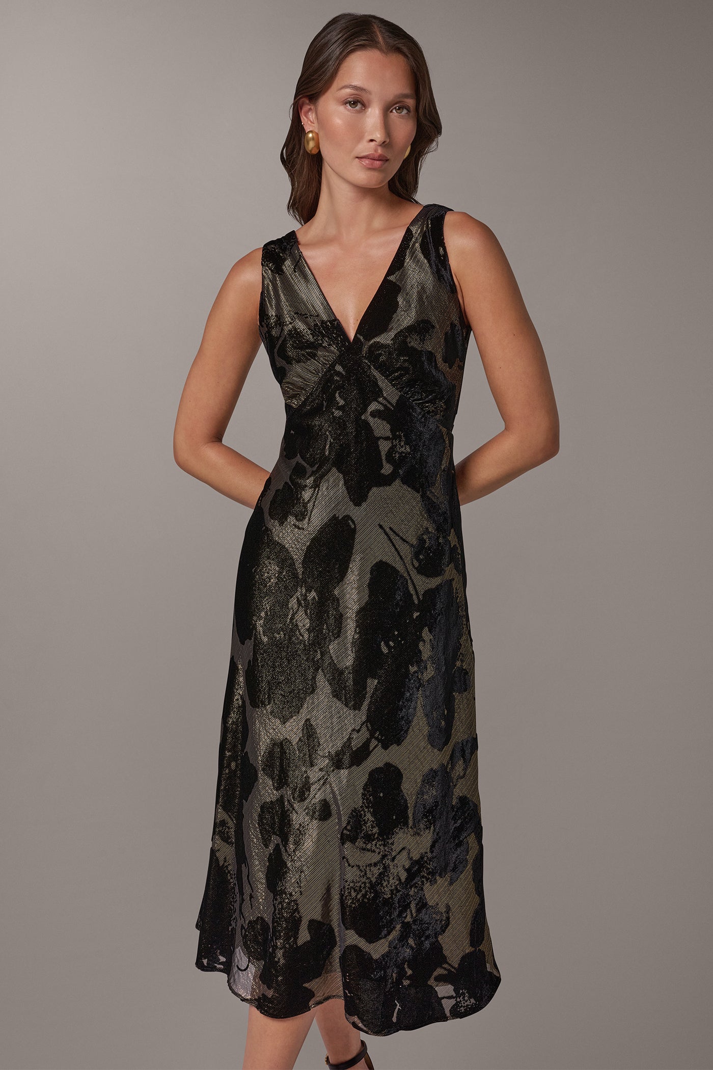 FLORAL BURNOUT VELVET MIDI DRESS VIEW 7