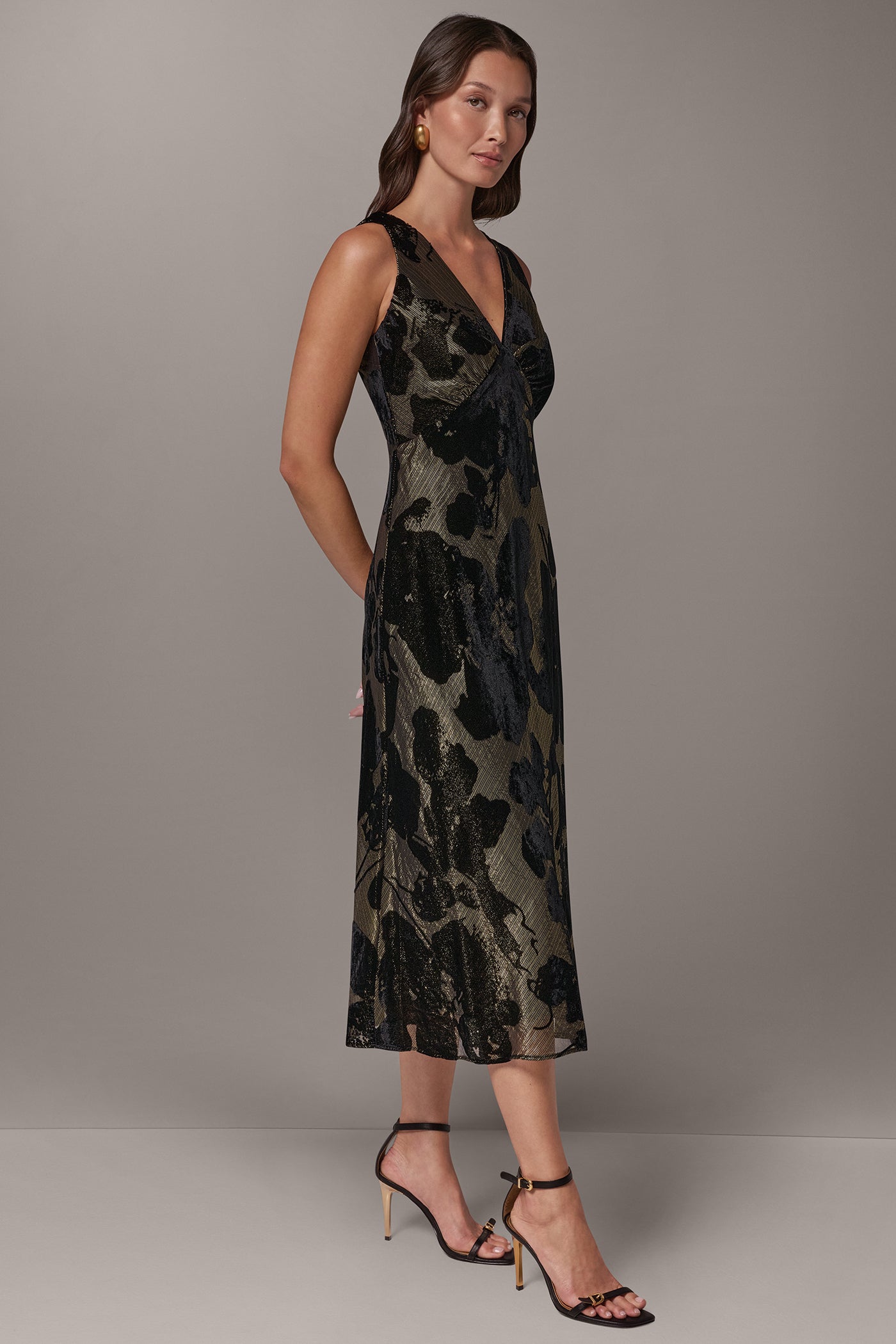FLORAL BURNOUT VELVET MIDI DRESS VIEW 4