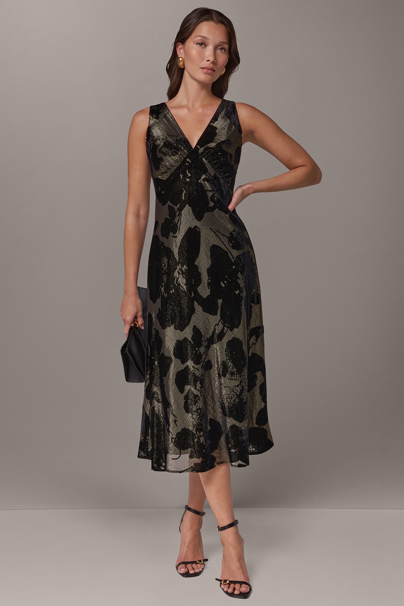 FLORAL BURNOUT VELVET MIDI DRESS VIEW 5