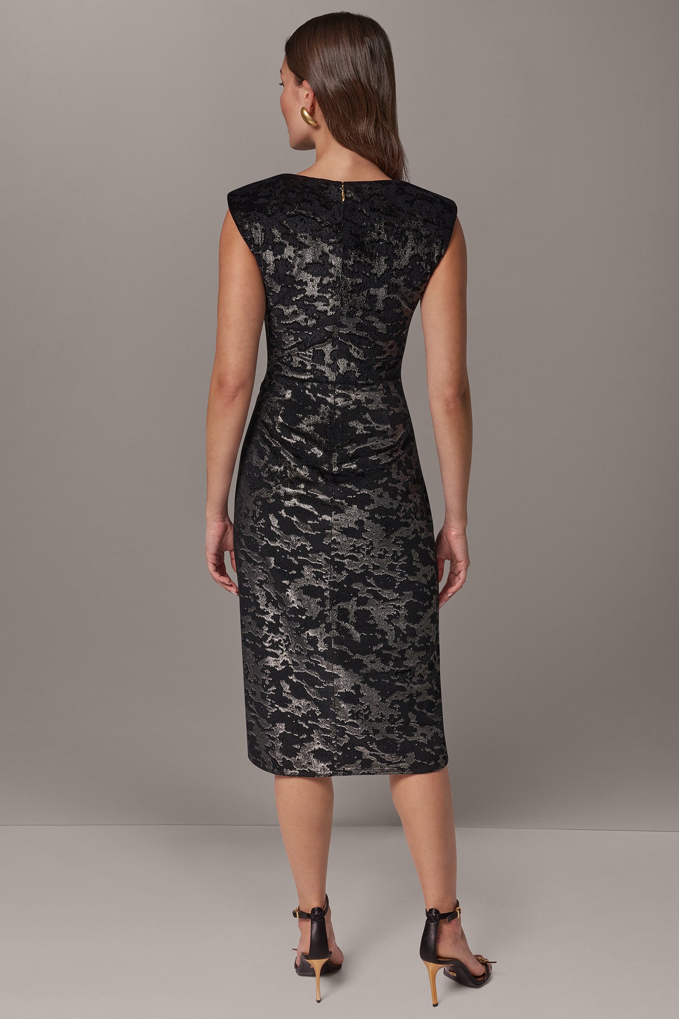 FLORAL VELVET JACQUARD MIDI SHEATH VIEW 2