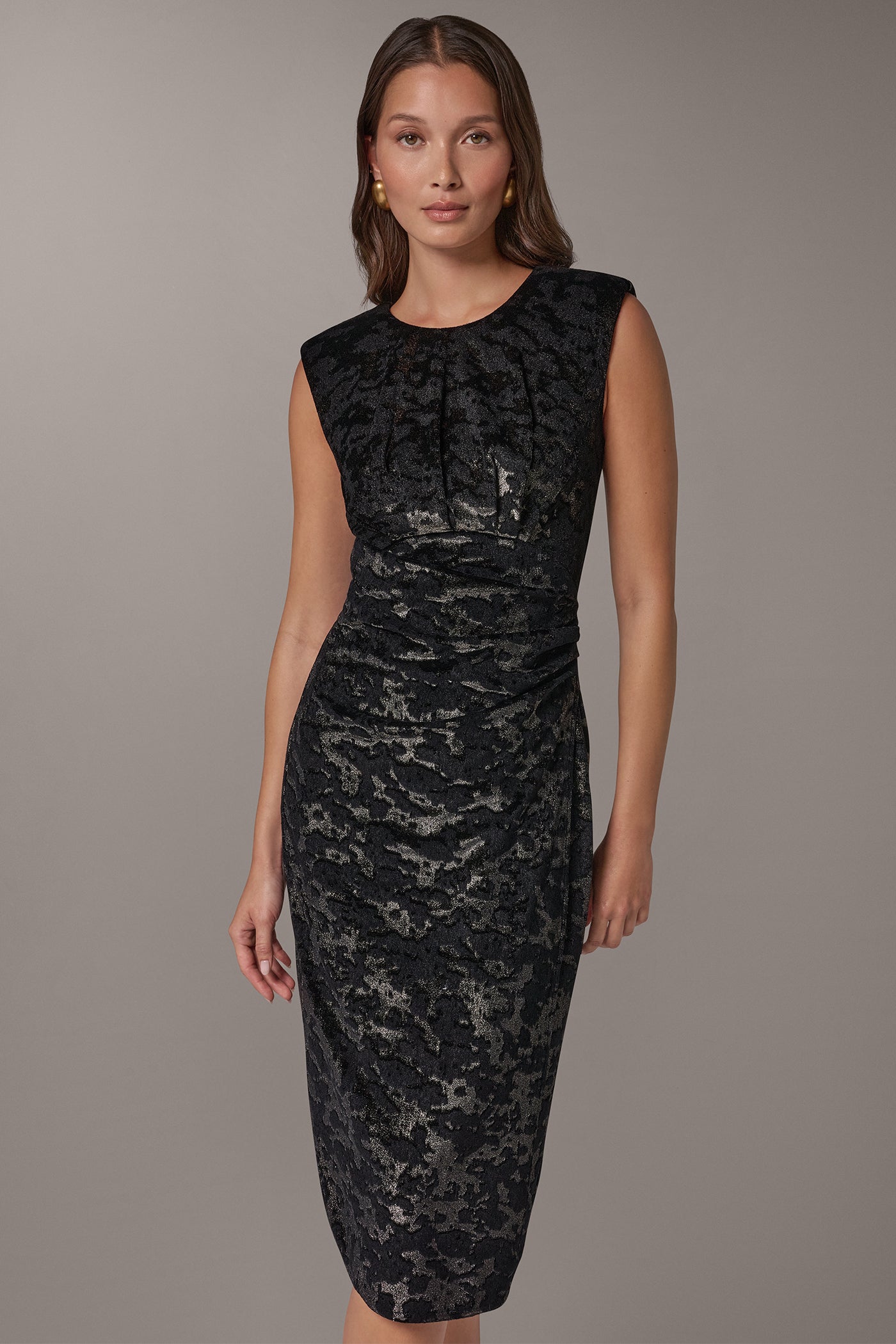 FLORAL VELVET JACQUARD MIDI SHEATH VIEW 4