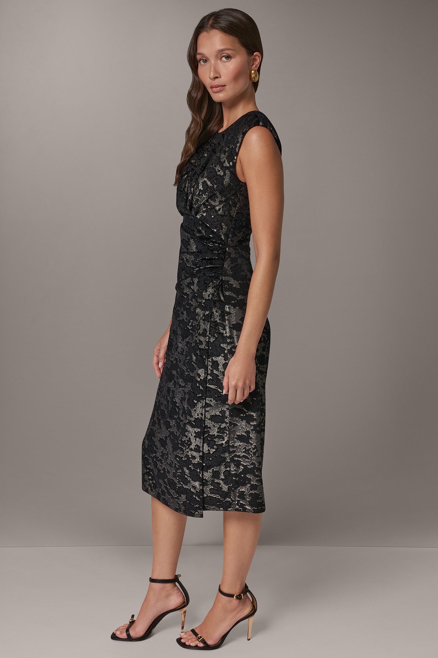 FLORAL VELVET JACQUARD MIDI SHEATH VIEW 3