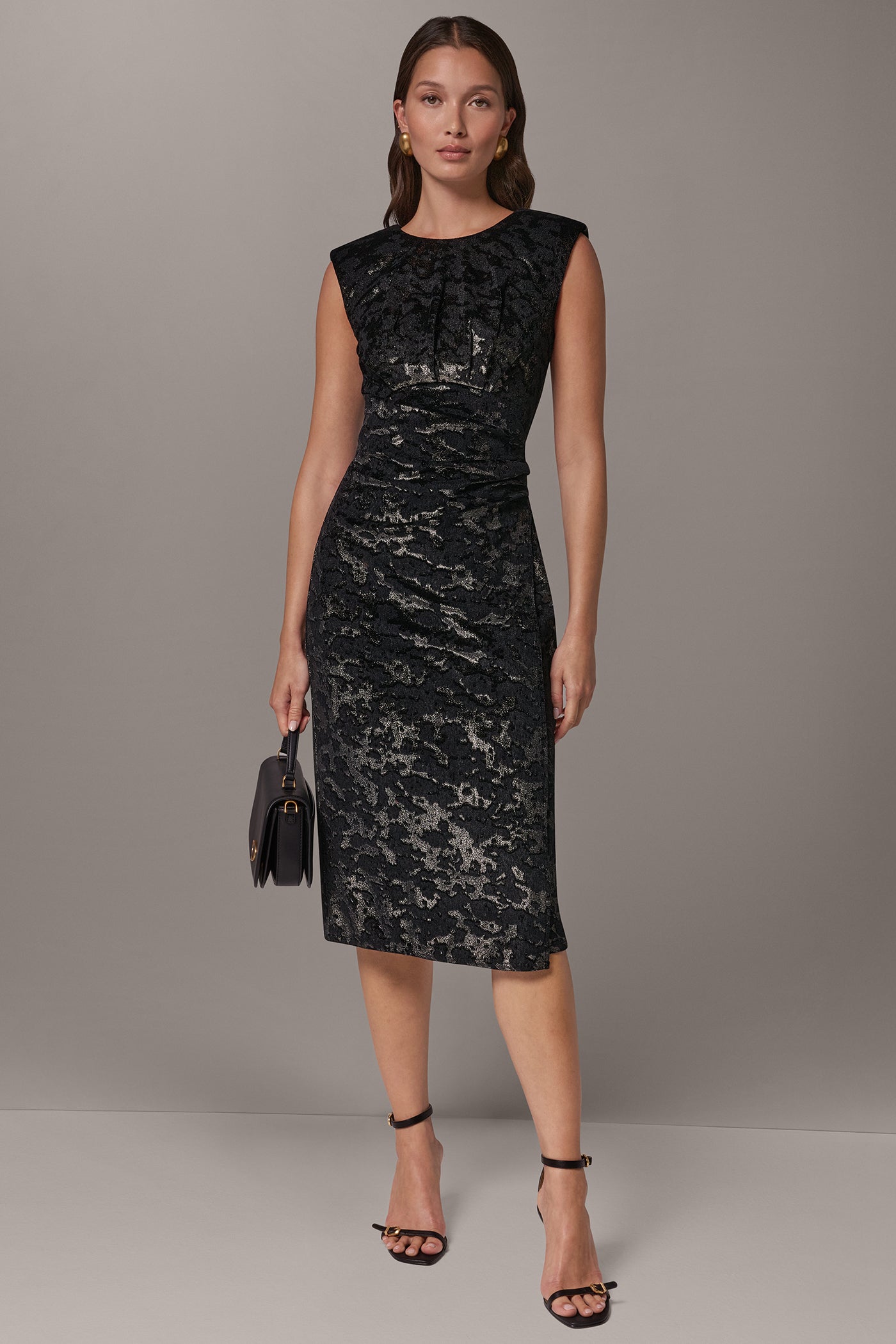 FLORAL VELVET JACQUARD MIDI SHEATH VIEW 1