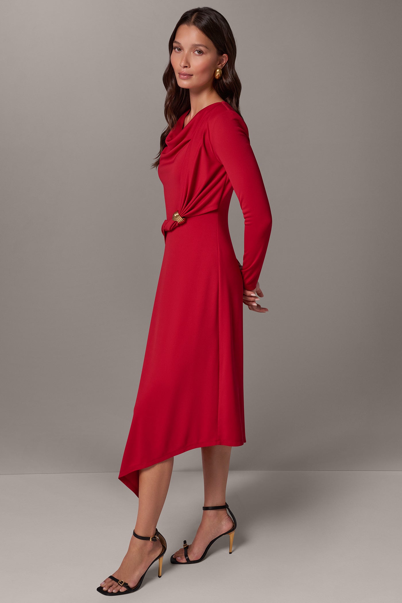 ASYMMETRIC WAIST MIDI DRESS VIEW 4