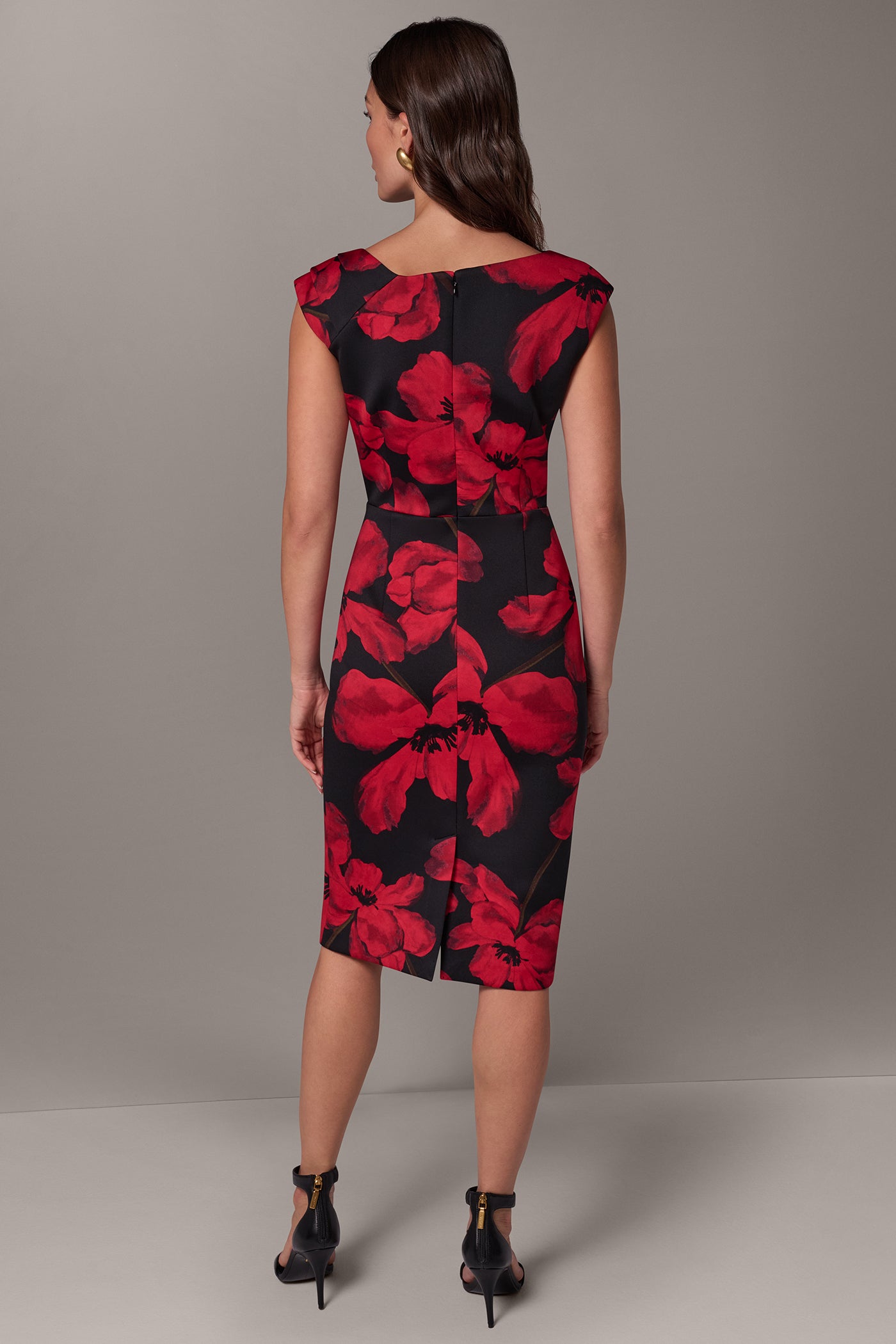 FLORAL ASYMMETRIC NECK SHEATH VIEW 3