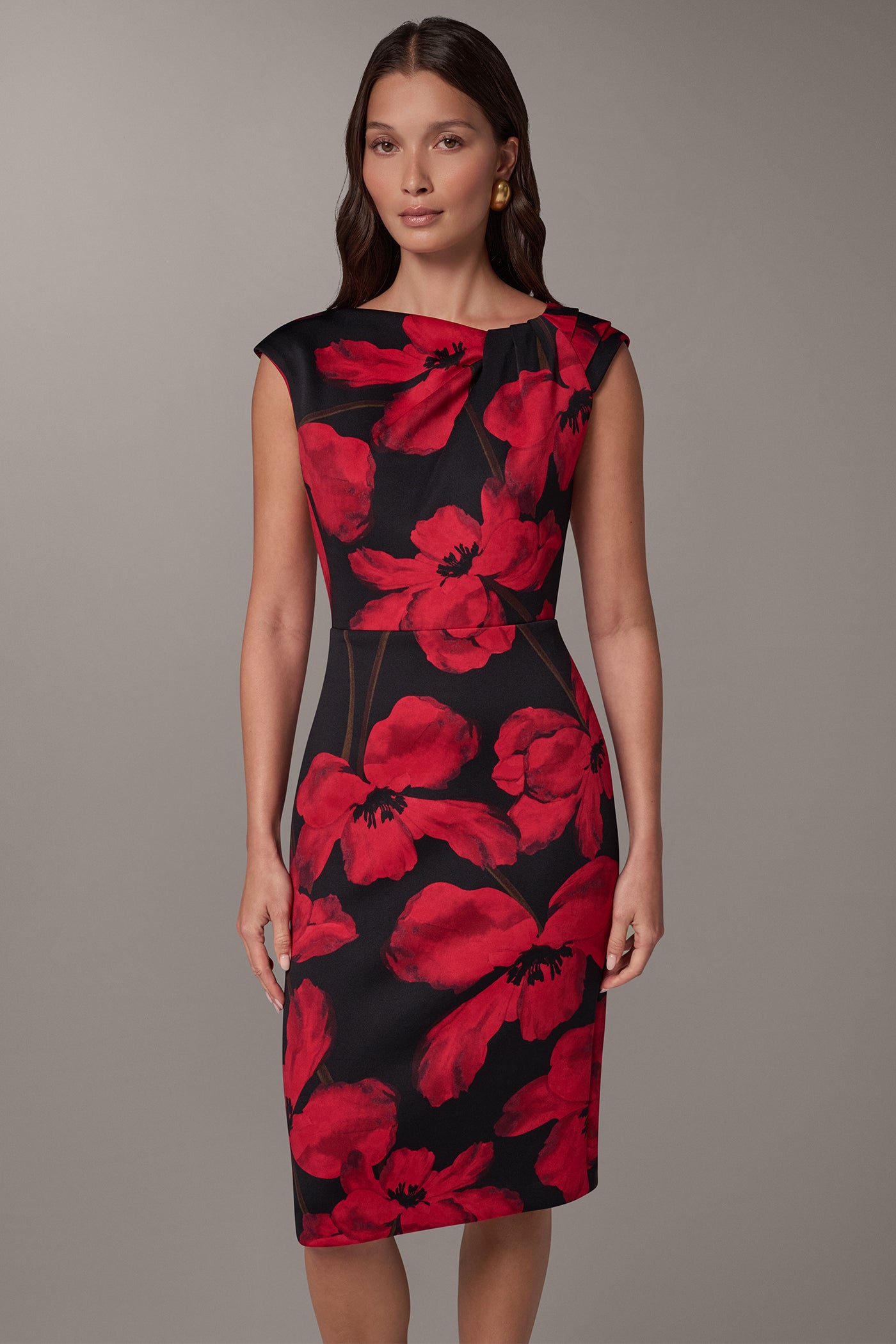 FLORAL ASYMMETRIC NECK SHEATH VIEW 6