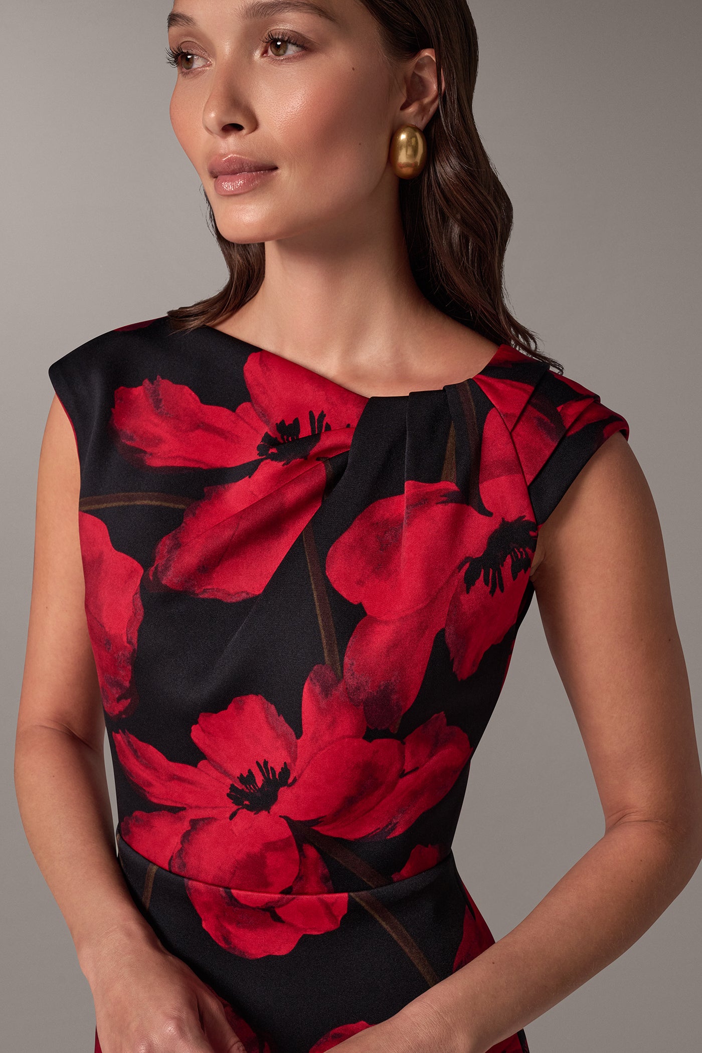 FLORAL ASYMMETRIC NECK SHEATH VIEW 4
