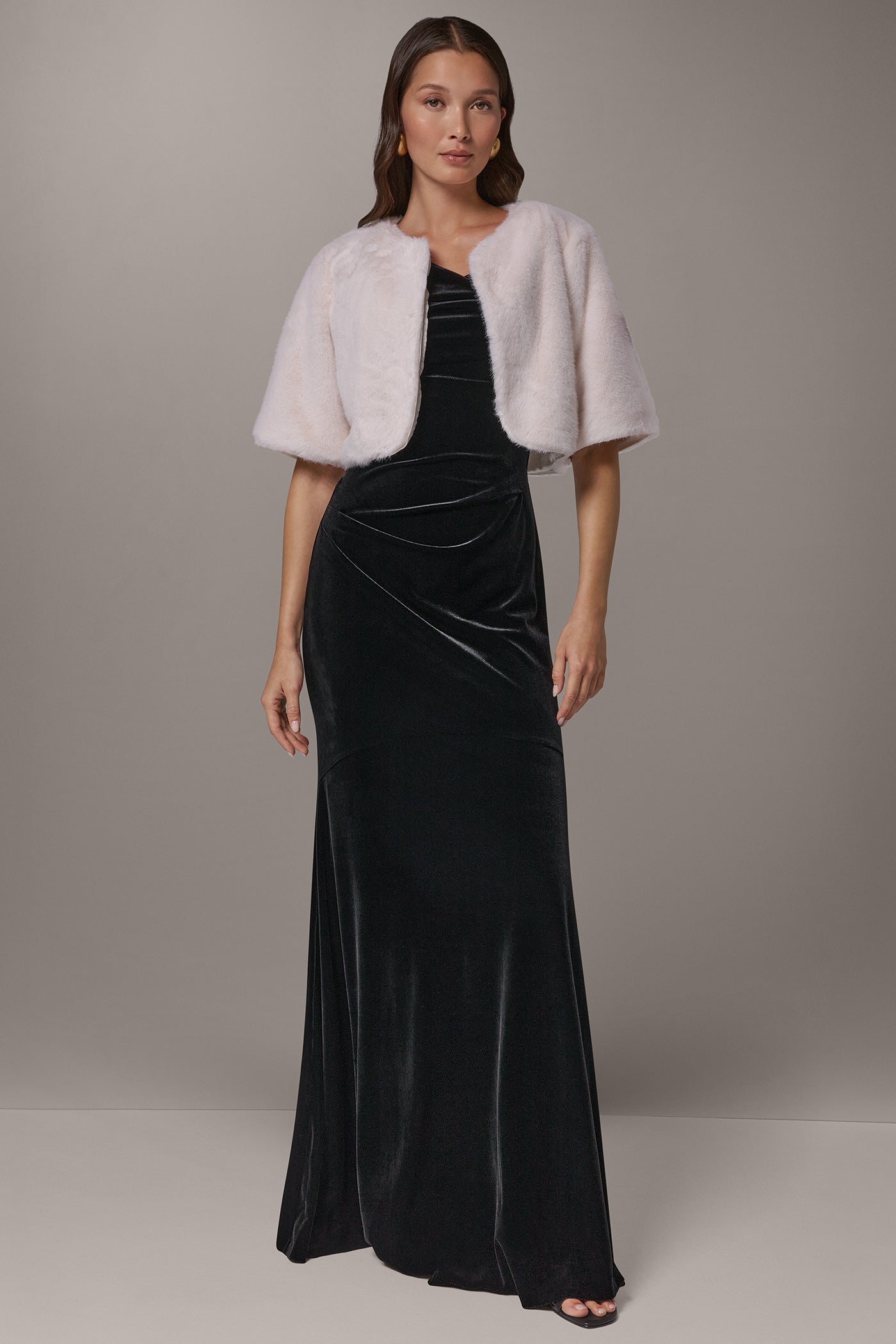 FAUX FUR SATIN LINED SHRUG VIEW 6