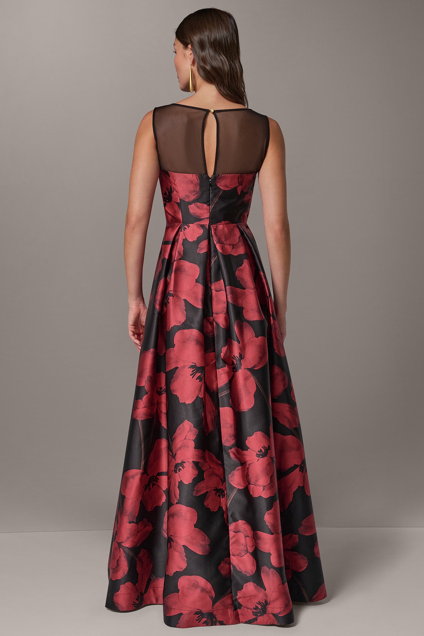 ILLUSION MIKADO FLORAL GOWN VIEW 4