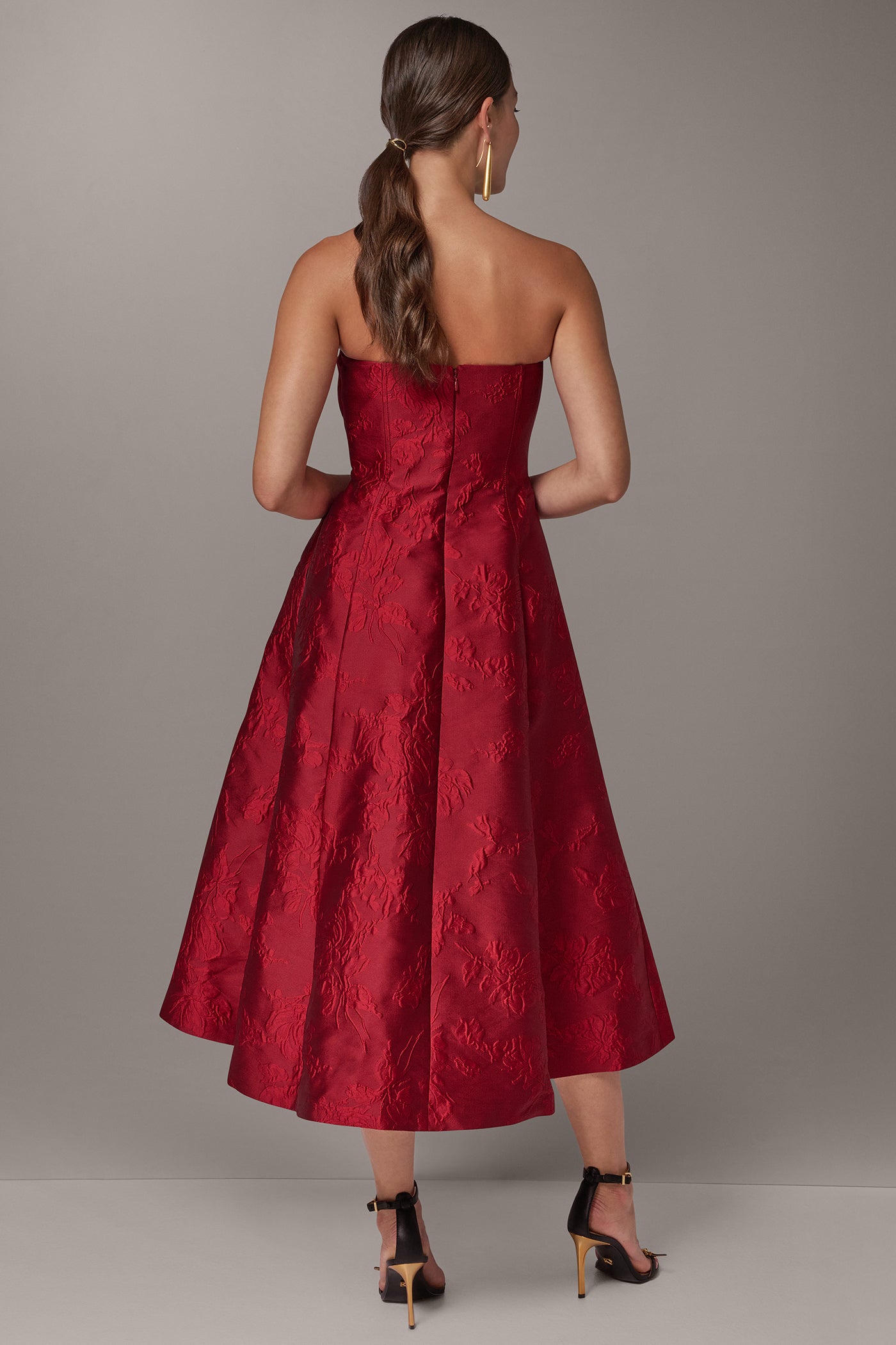 STRAPLESS BROCADE DRESS VIEW 4