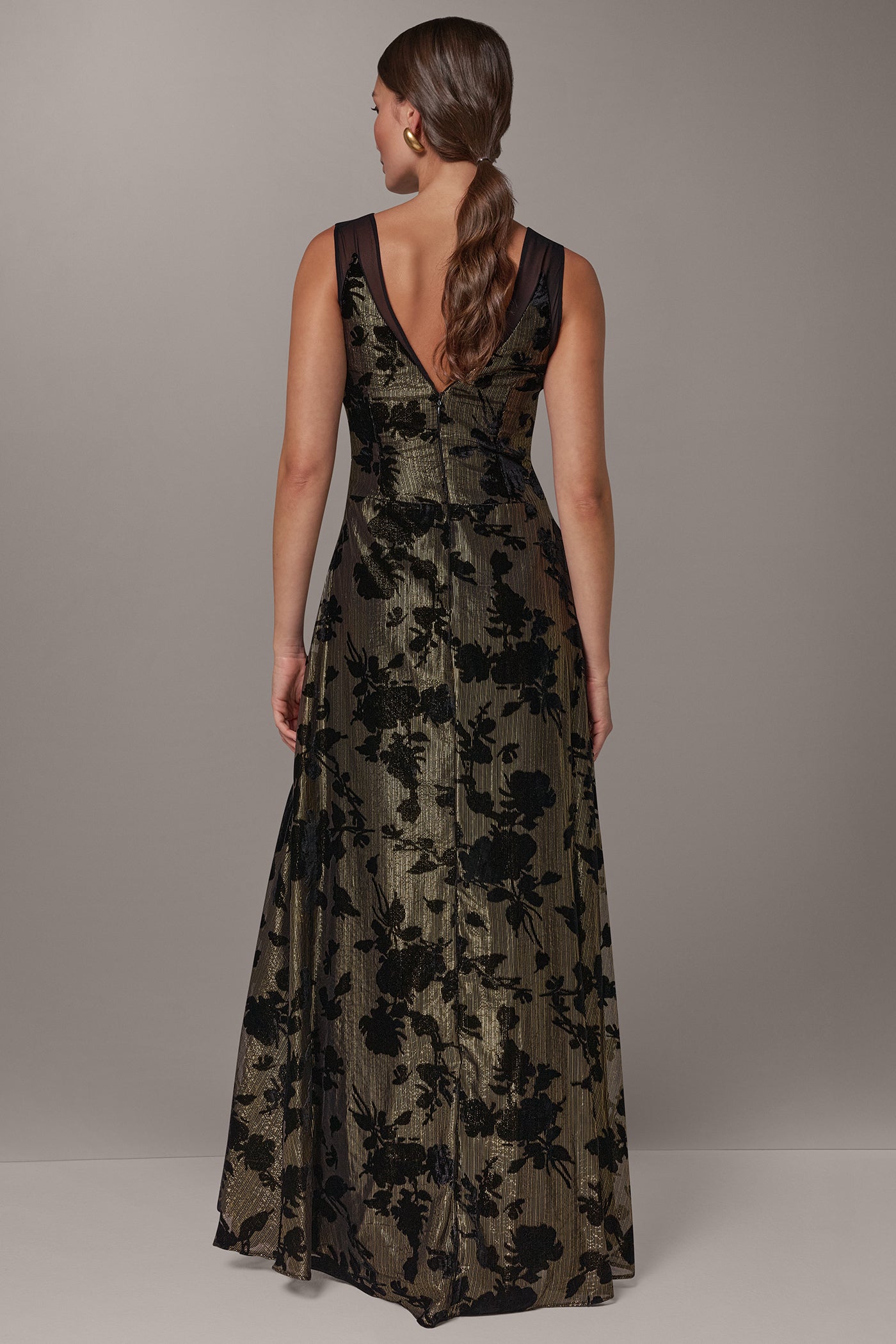 FLORAL BURNOUT VELVET MAXI DRESS VIEW 3