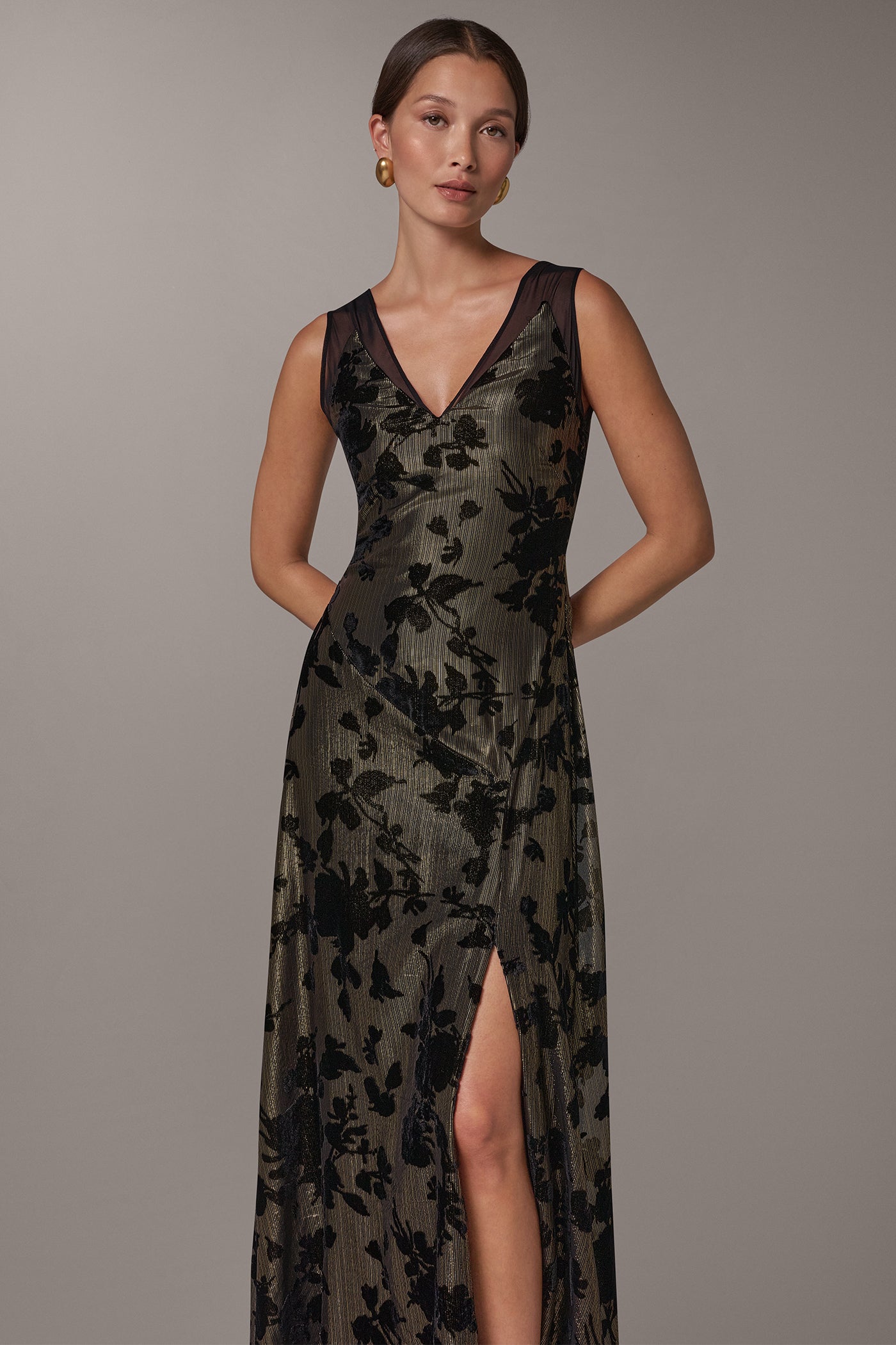 FLORAL BURNOUT VELVET MAXI DRESS VIEW 4