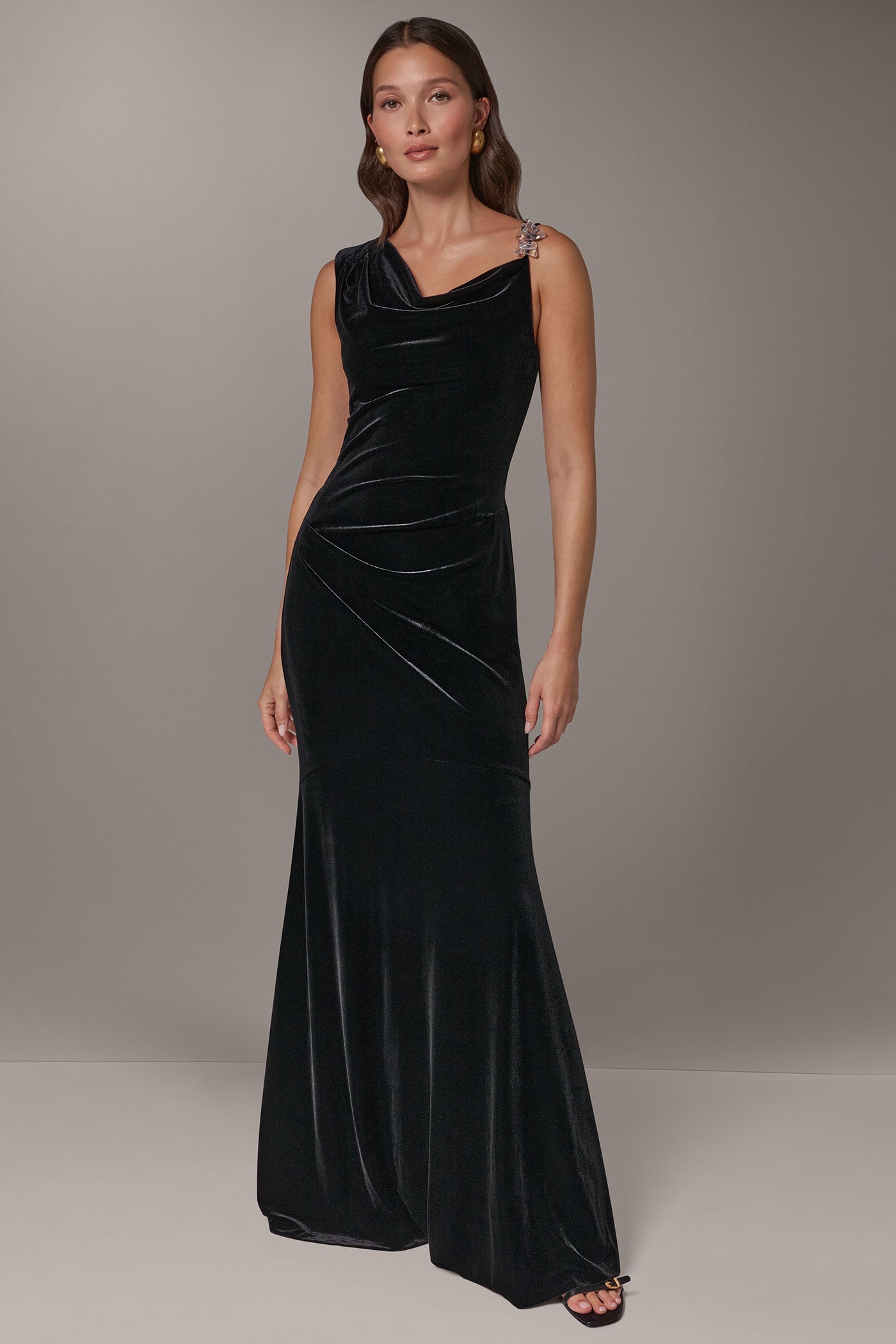 VELVET ASYMMETRIC TRUMPET GOWN VIEW 8