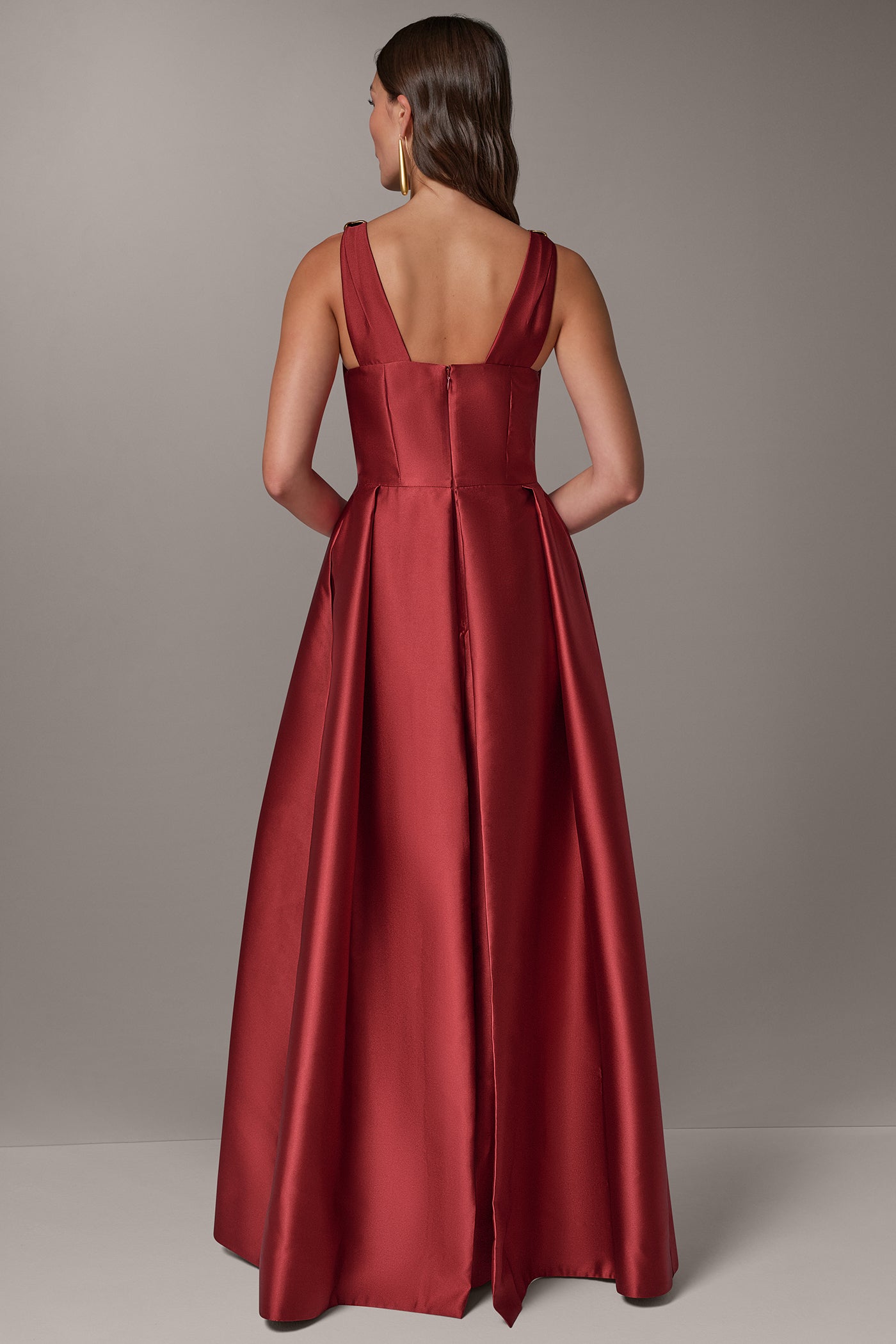 MIKADO FIT AND FLARE GOWN VIEW 3