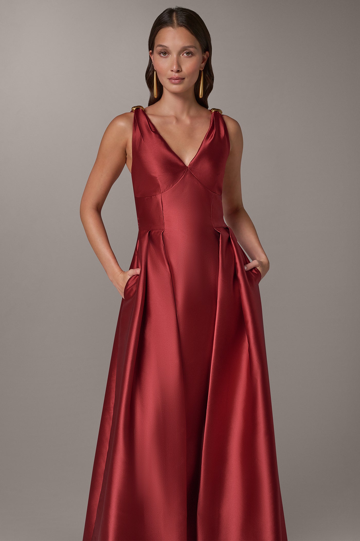 MIKADO FIT AND FLARE GOWN VIEW 4