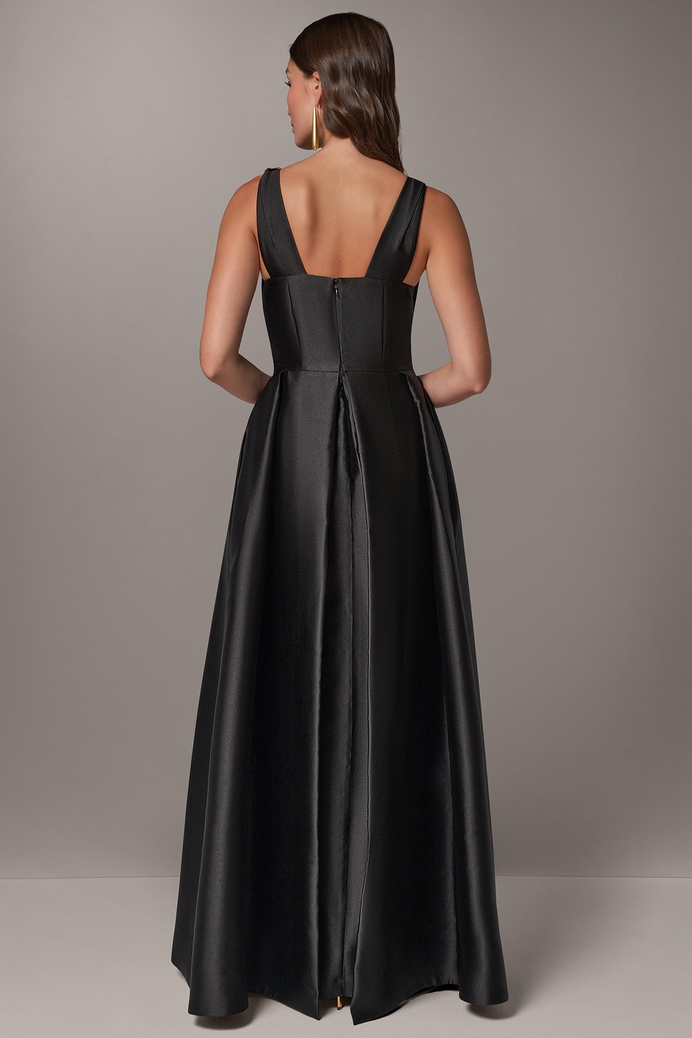 MIKADO FIT AND FLARE GOWN VIEW 3
