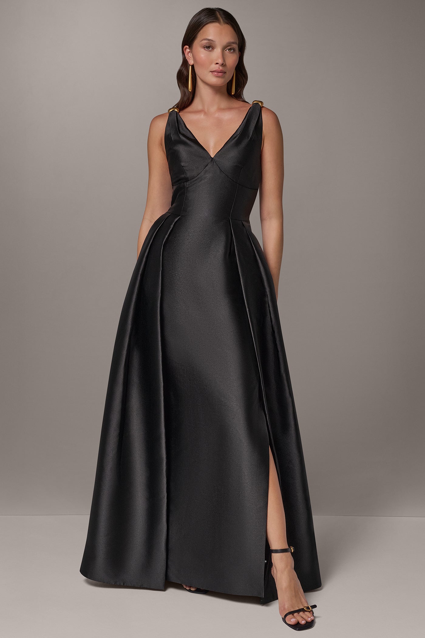 MIKADO FIT AND FLARE GOWN VIEW 1