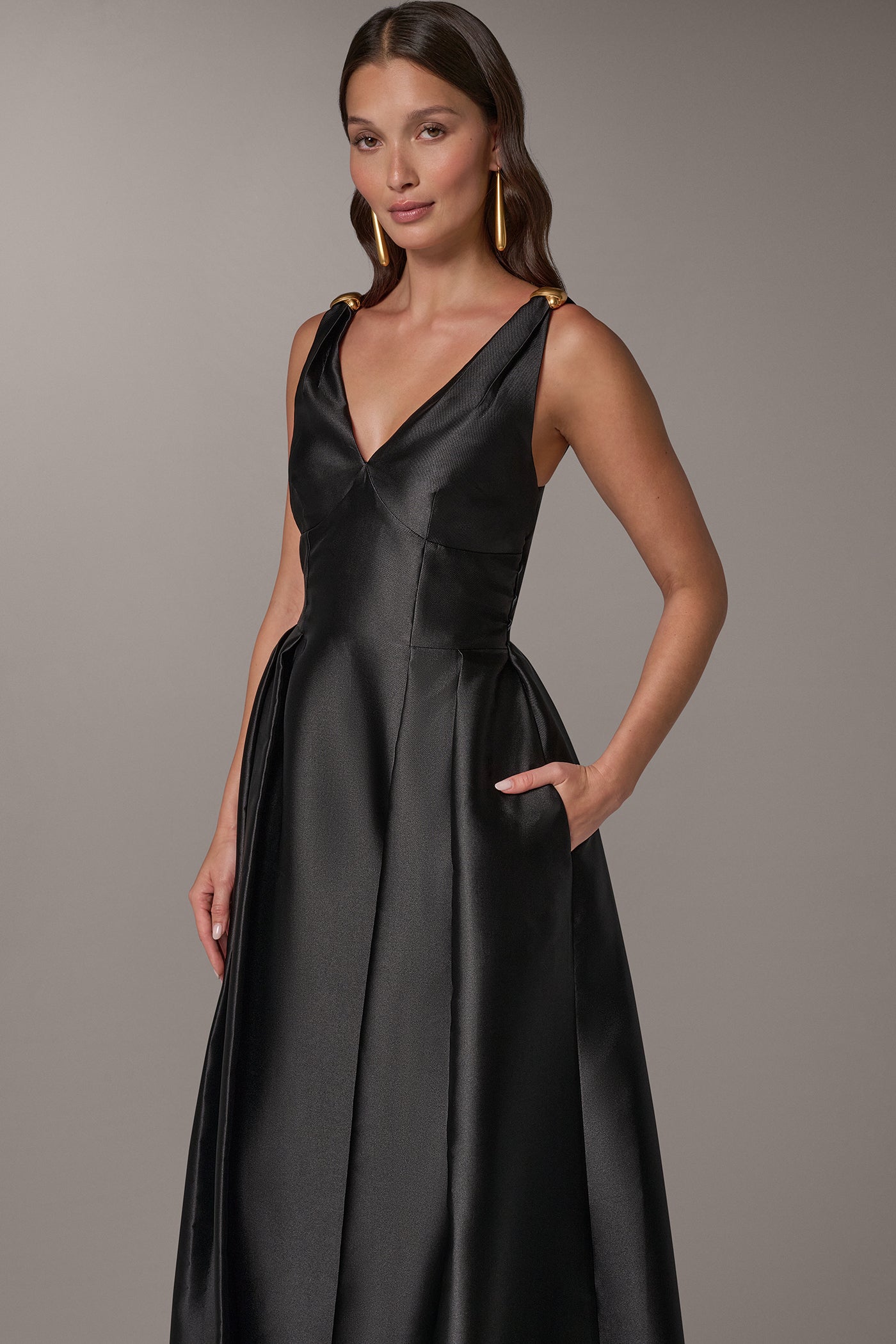 MIKADO FIT AND FLARE GOWN VIEW 4