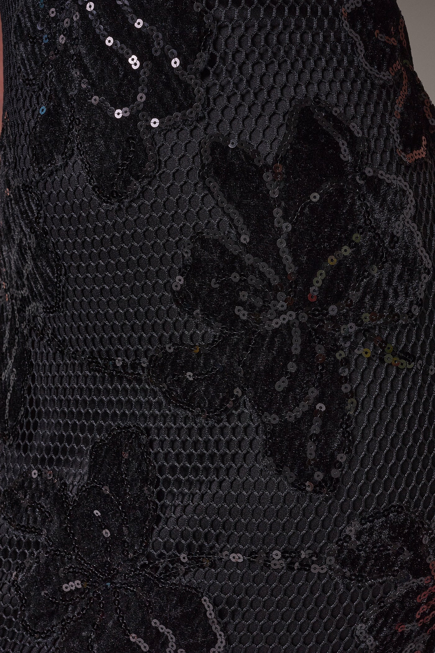 SEQUIN FLORAL VELVET MAXI DRESS VIEW 6