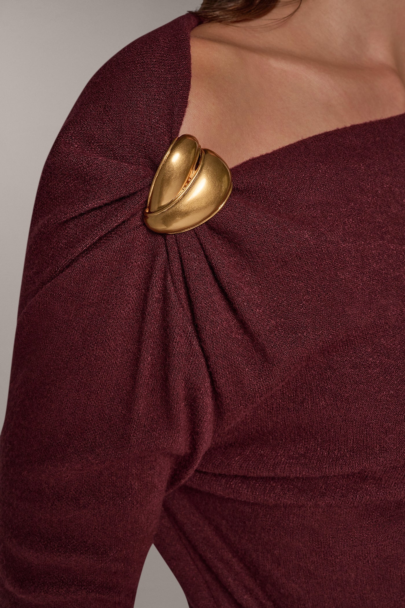 ASYMMETRIC NECK MIDI SWEATER DRESS VIEW 4