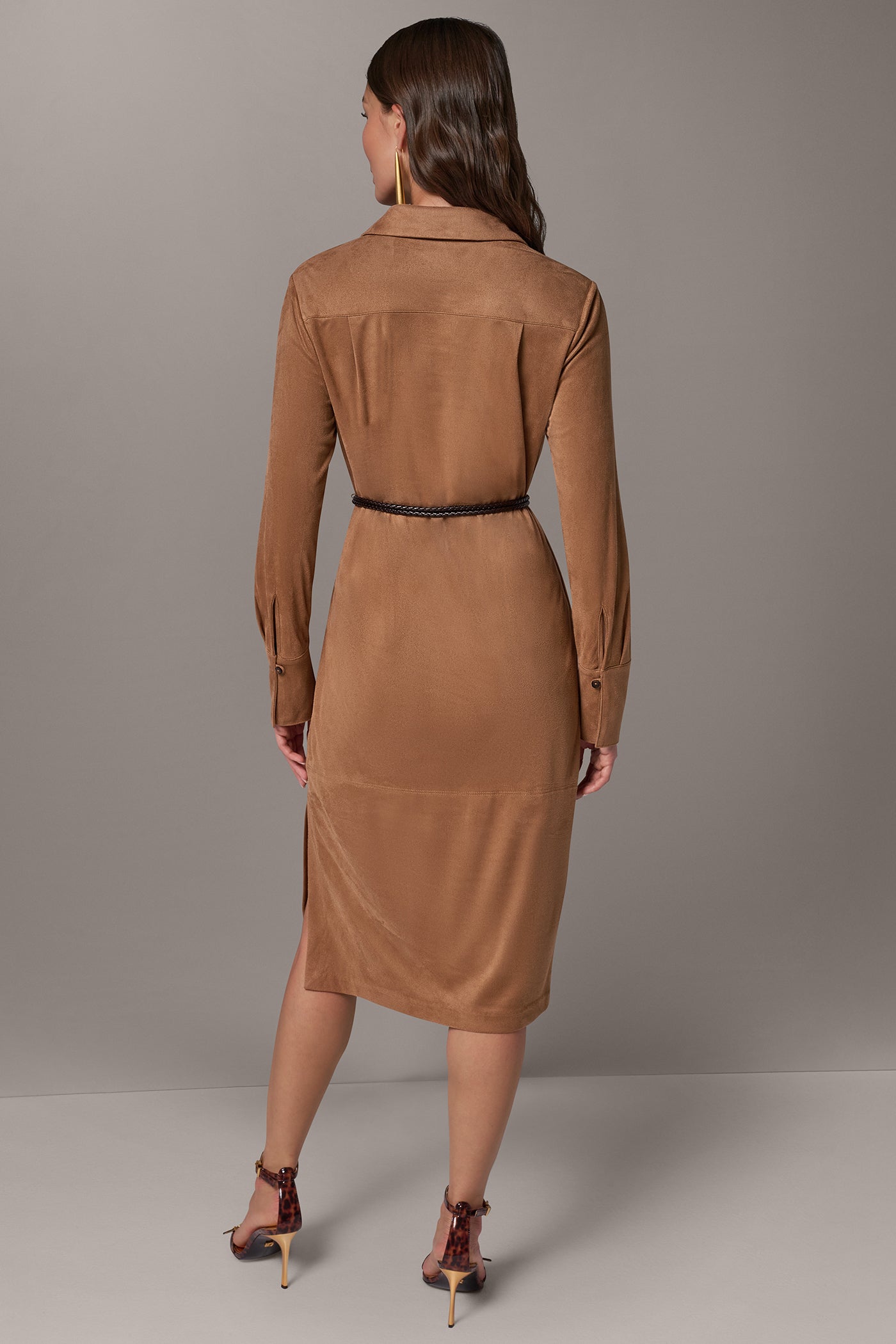 HALF BUTTON MIDI SHIRT DRESS VIEW 3